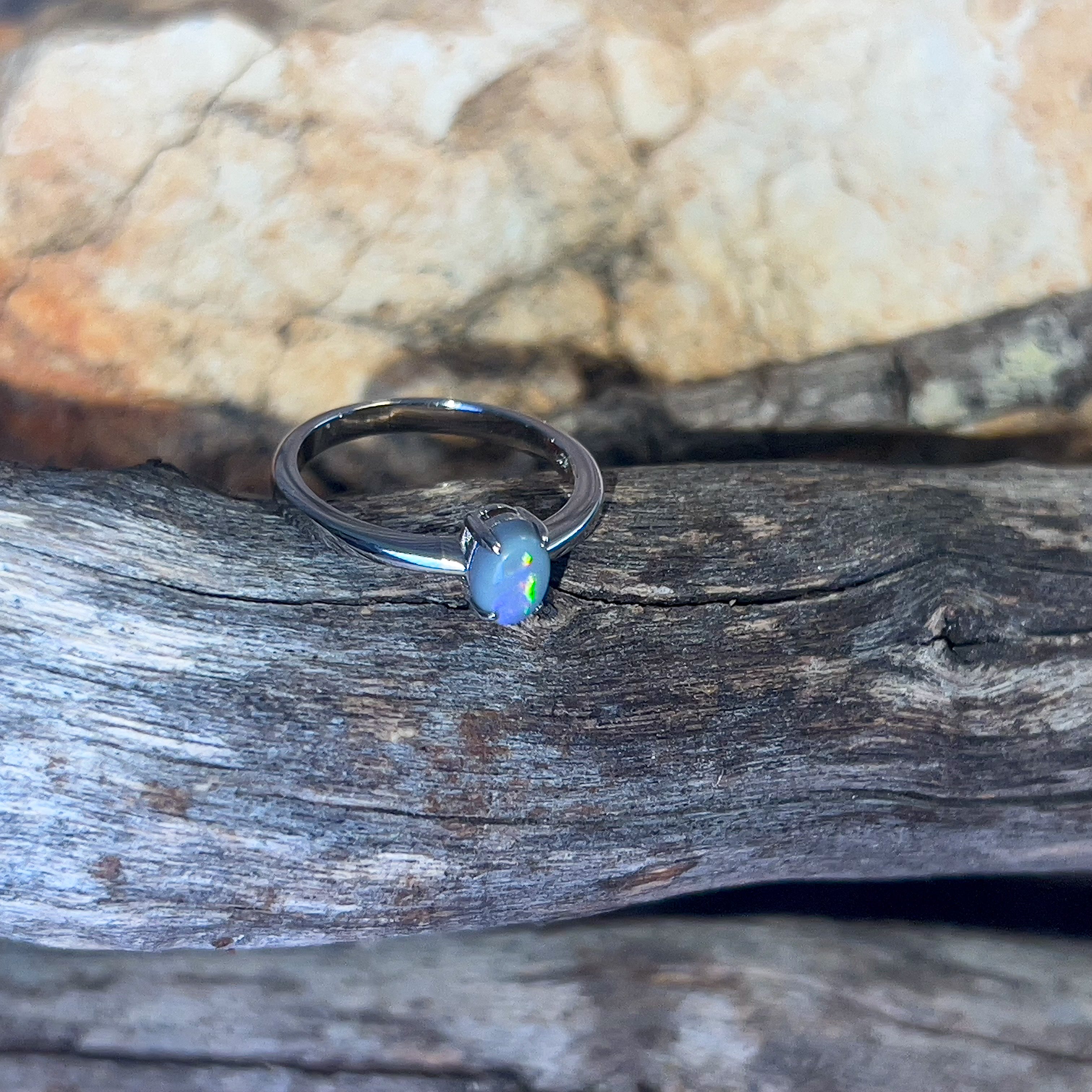 Sterling Silver Black Opal 0.6ct claw set - Masterpiece Jewellery Opal & Gems Sydney Australia | Online Shop