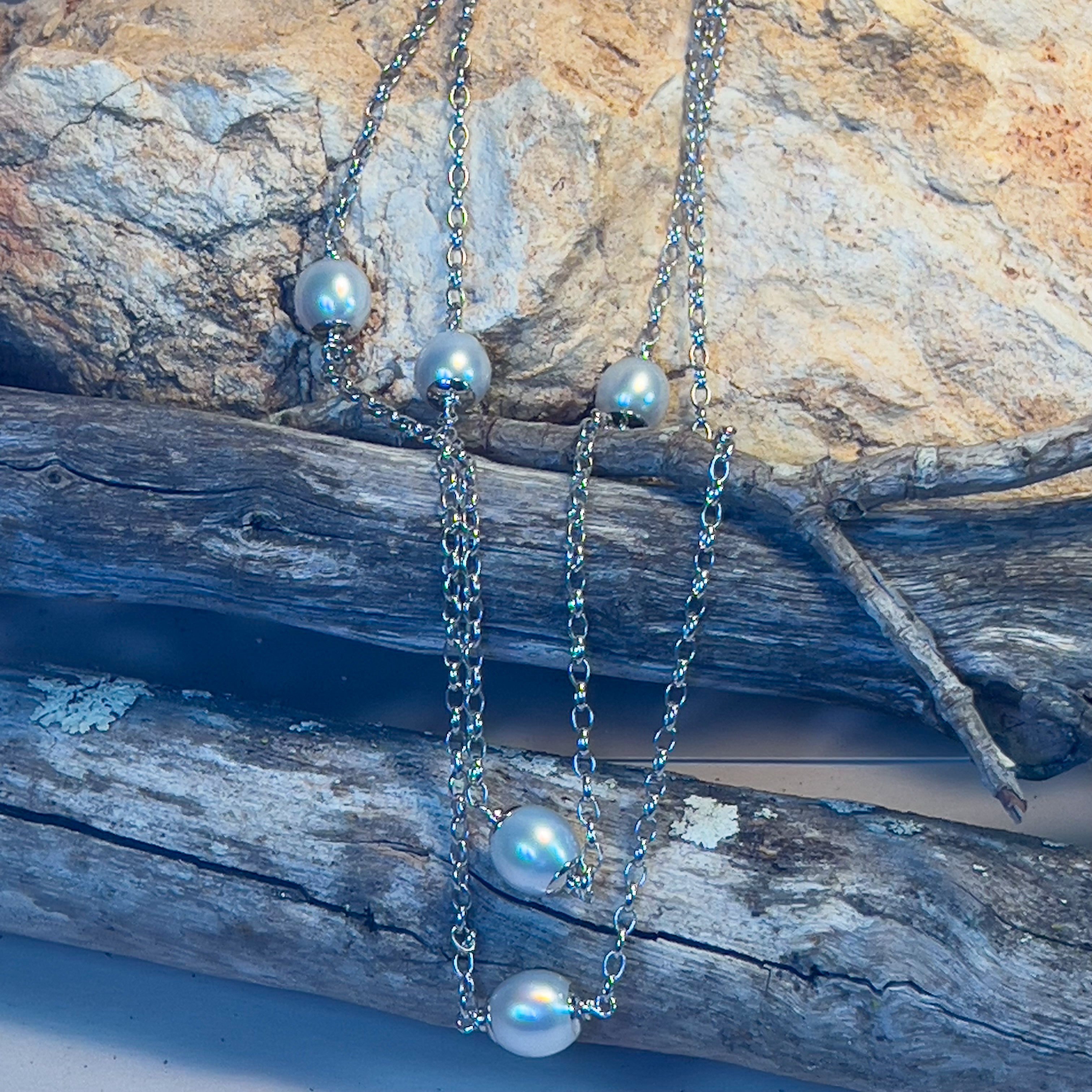 Sterling Silver South Sea Oval 10mm Pearl neckalce - Masterpiece Jewellery Opal & Gems Sydney Australia | Online Shop