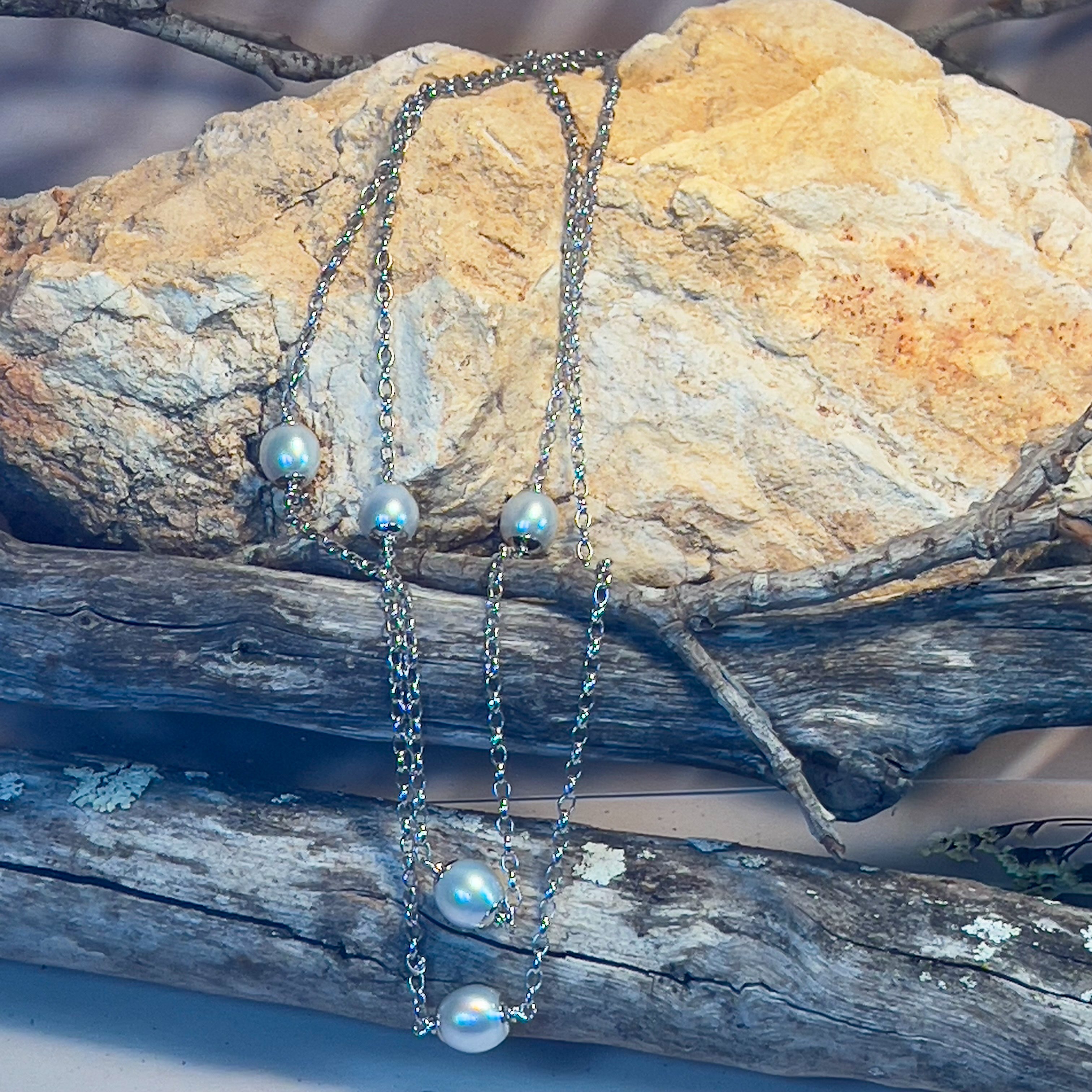 Sterling Silver South Sea Oval 10mm Pearl neckalce - Masterpiece Jewellery Opal & Gems Sydney Australia | Online Shop