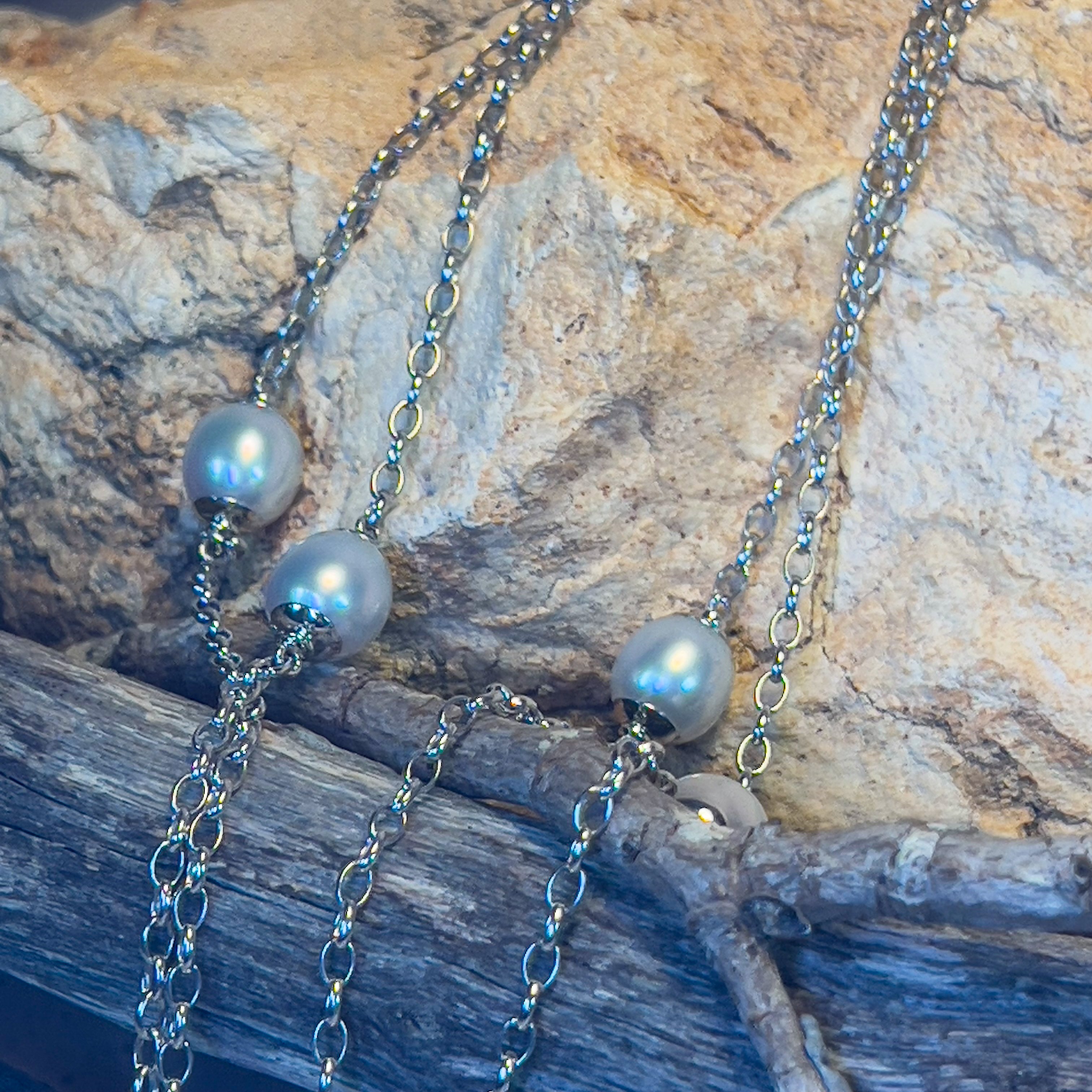 Sterling Silver South Sea Oval 10mm Pearl neckalce - Masterpiece Jewellery Opal & Gems Sydney Australia | Online Shop