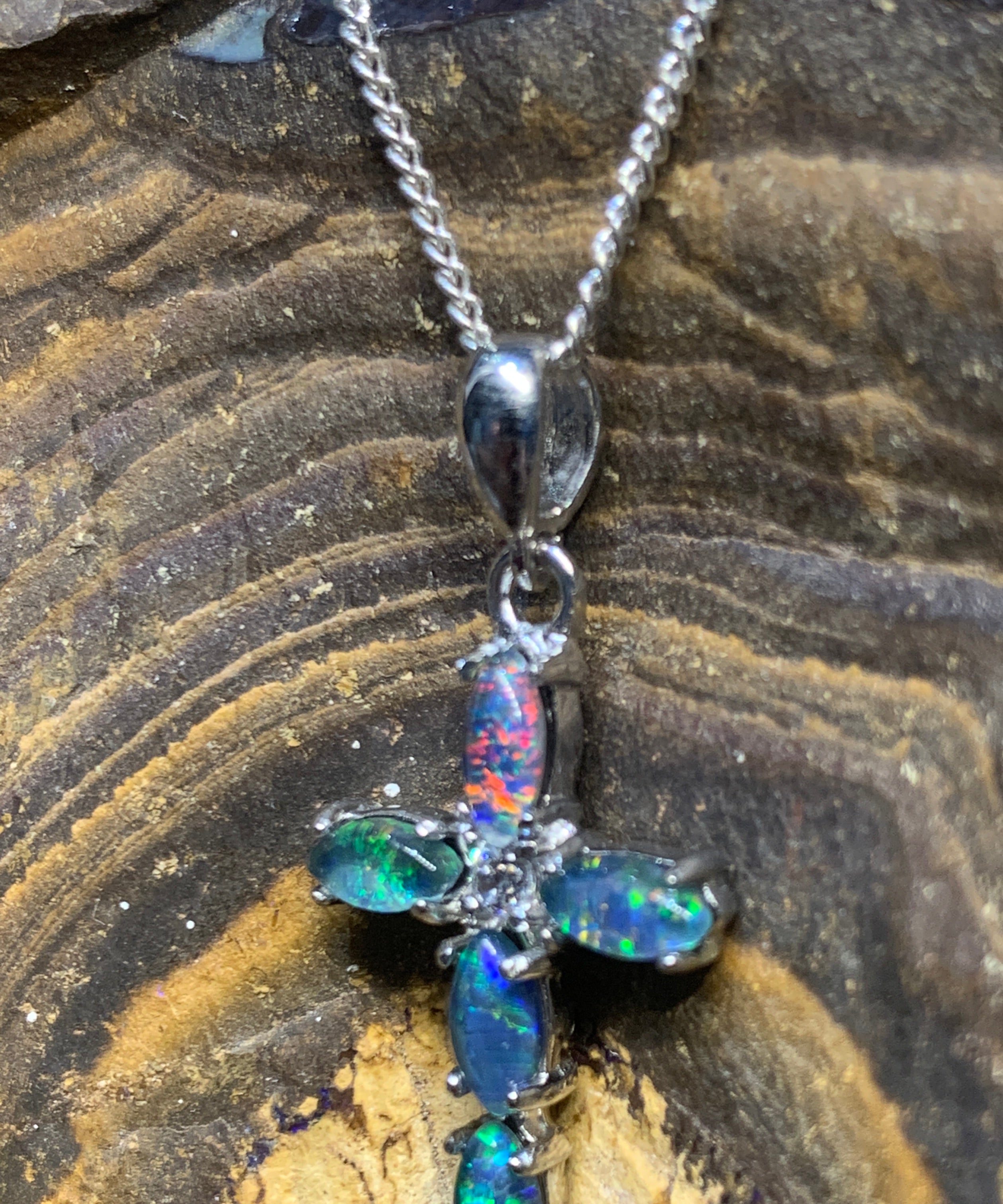 Sterling Silver Cross Opal pendant - Masterpiece Jewellery Opal & Gems Sydney Australia | Online Shop