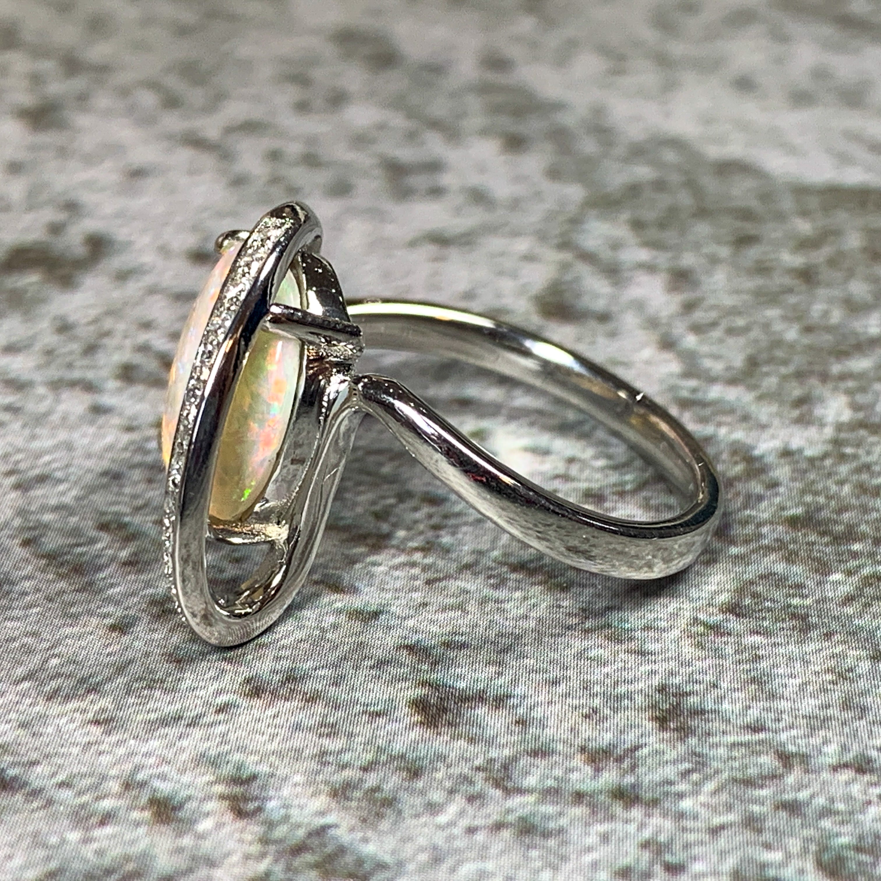 Platinum White Opal 2.08ct and Diamond ring - Masterpiece Jewellery Opal & Gems Sydney Australia | Online Shop