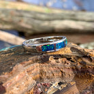 Silver Opal inlay straight band ring - Masterpiece Jewellery Opal & Gems Sydney Australia | Online Shop