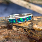 Silver Opal inlay straight band ring - Masterpiece Jewellery Opal & Gems Sydney Australia | Online Shop