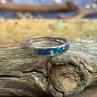 Silver Opal inlay straight band ring - Masterpiece Jewellery Opal & Gems Sydney Australia | Online Shop