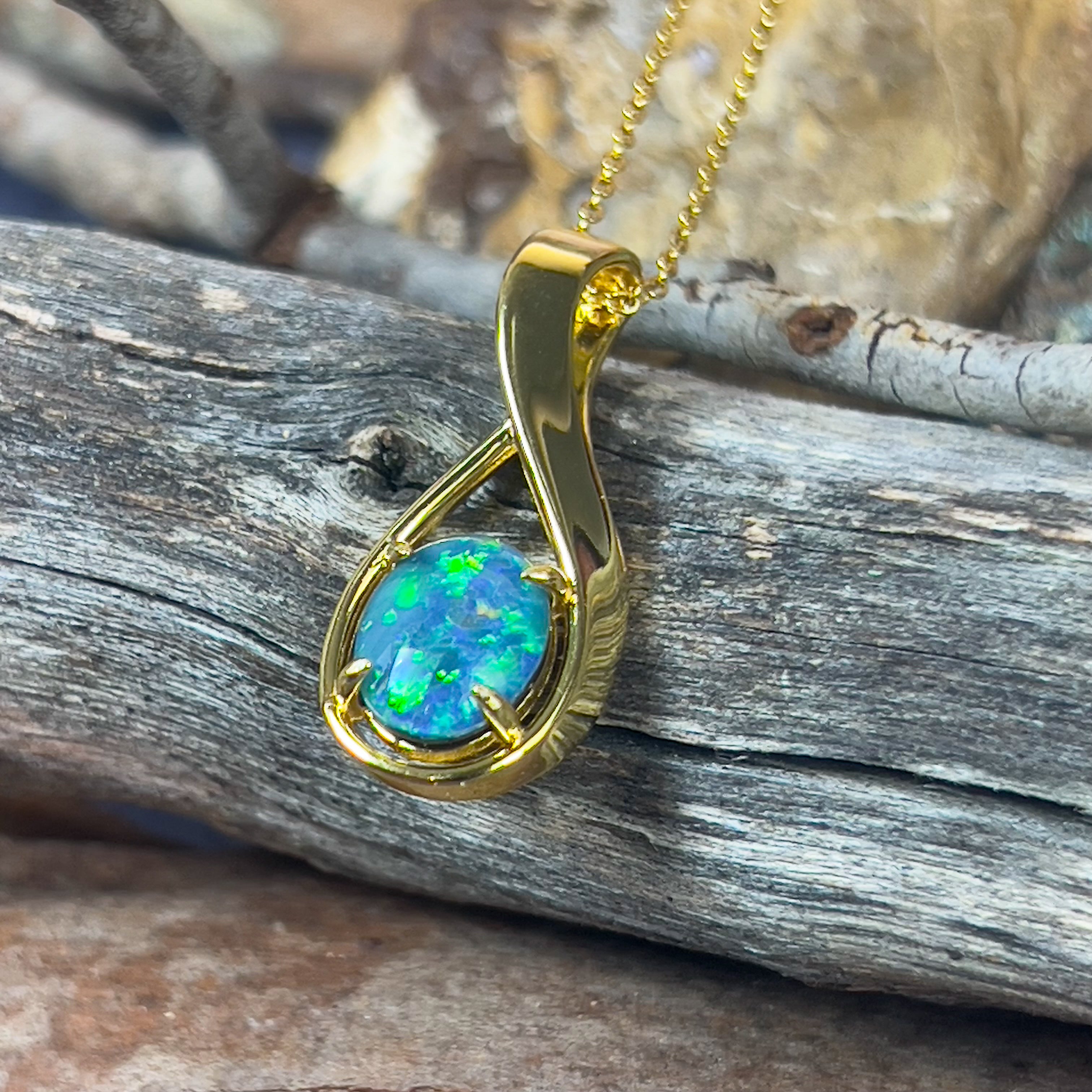 Gold plated sterling silver 10x8mm Opal triplet pendant - Masterpiece Jewellery Opal & Gems Sydney Australia | Online Shop