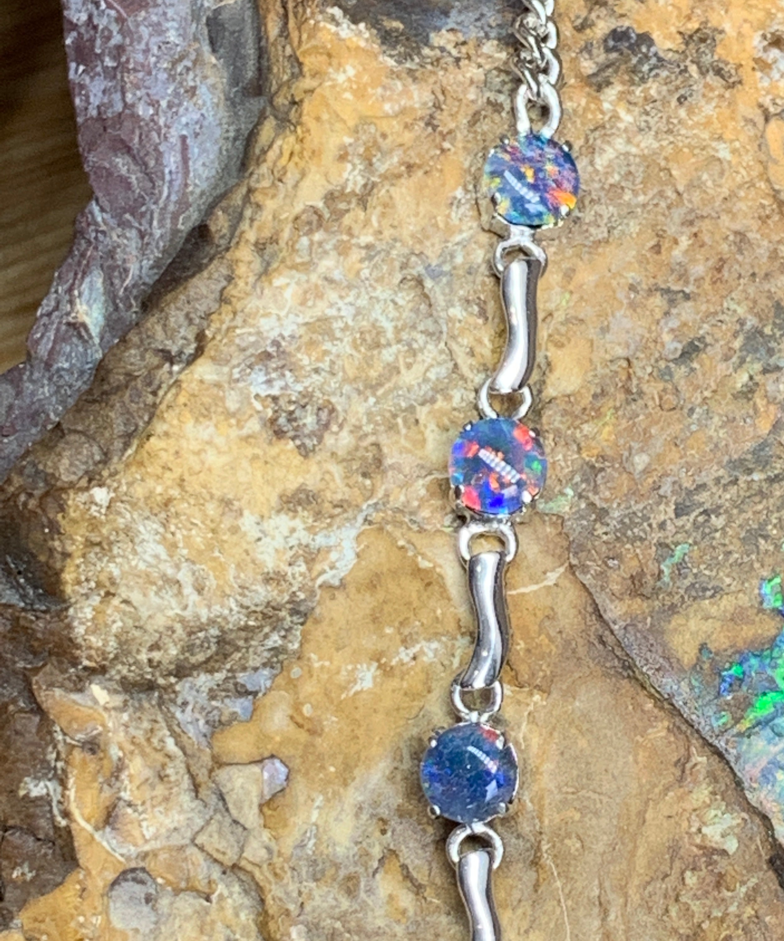 Sterling Silver bracelet with Opal triplet - Masterpiece Jewellery Opal & Gems Sydney Australia | Online Shop