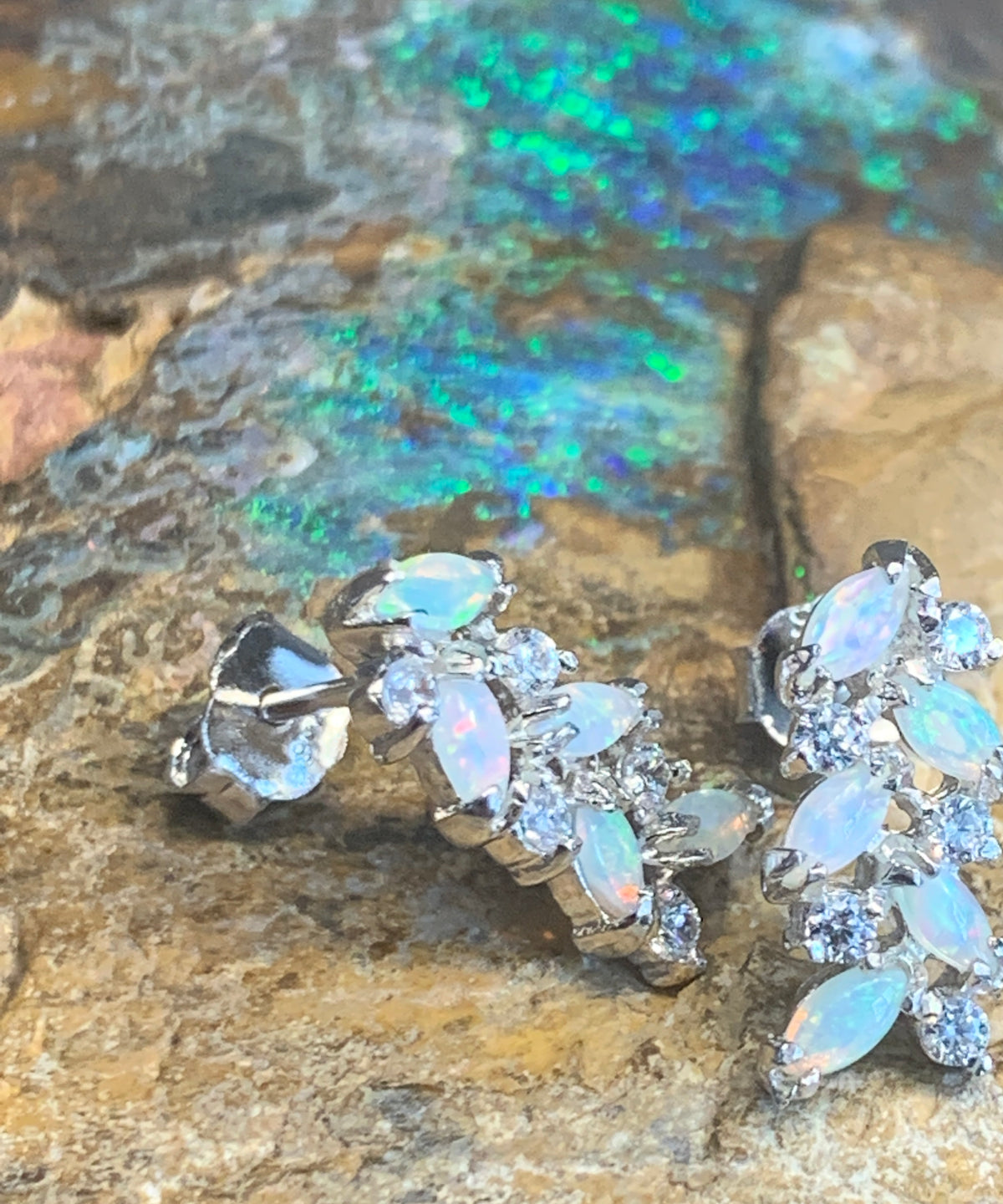 Sterling Silver Opal earrings - Masterpiece Jewellery Opal & Gems Sydney Australia | Online Shop