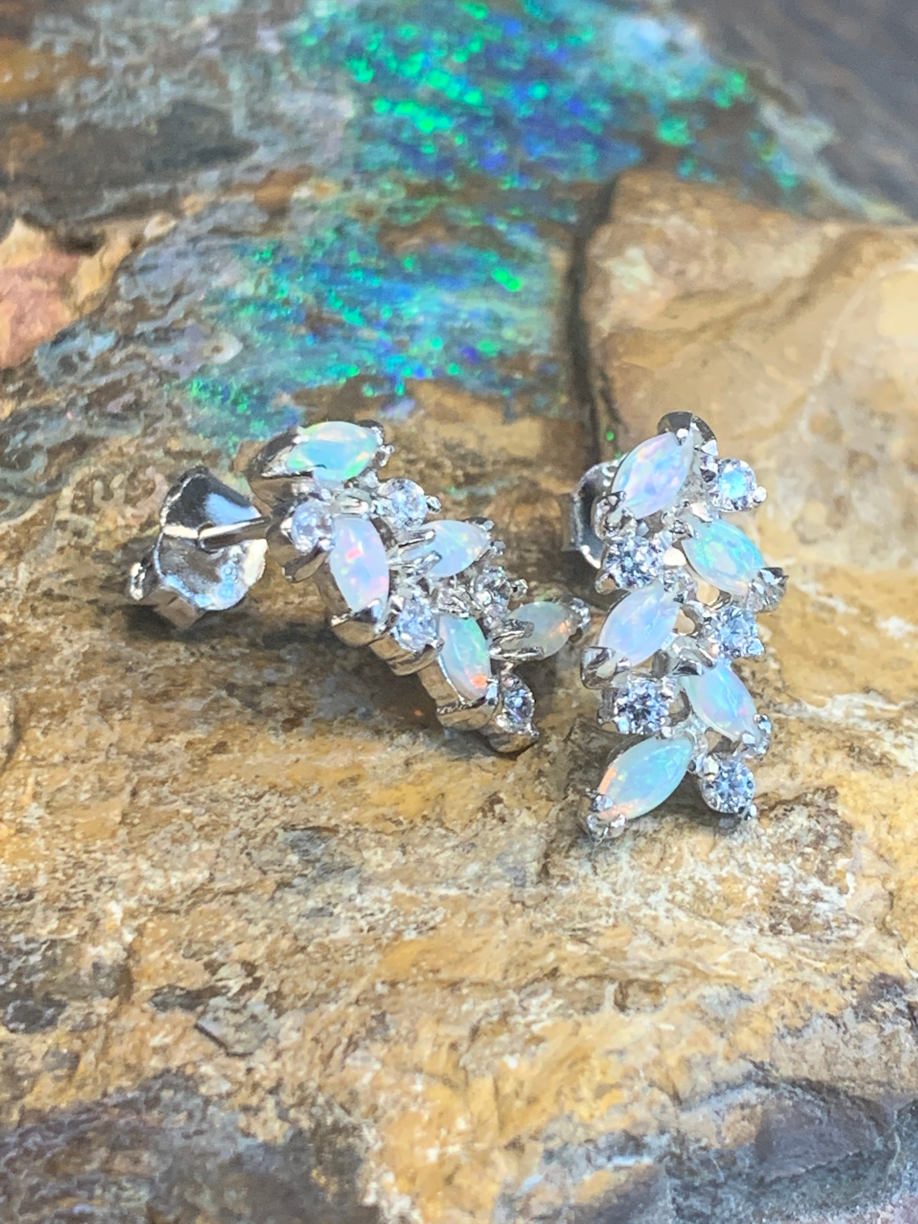 Sterling Silver Opal earrings - Masterpiece Jewellery Opal & Gems Sydney Australia | Online Shop