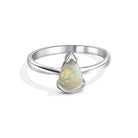 Sterling Silver Opal classic 7x5mm teardrop shape ring - Masterpiece Jewellery Opal & Gems Sydney Australia | Online Shop