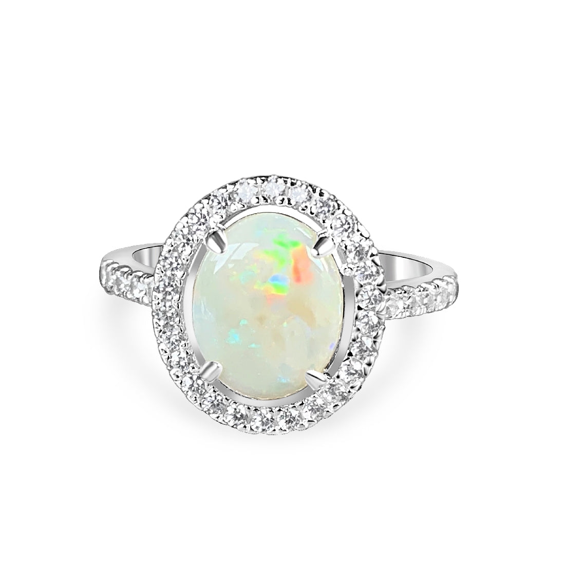 Sterling Silver 10x8mm halo cluster ring - Masterpiece Jewellery Opal & Gems Sydney Australia | Online Shop