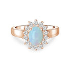 Rose Gold Sterling Silver Light Opal 7x5mm cluster ring - Masterpiece Jewellery Opal & Gems Sydney Australia | Online Shop