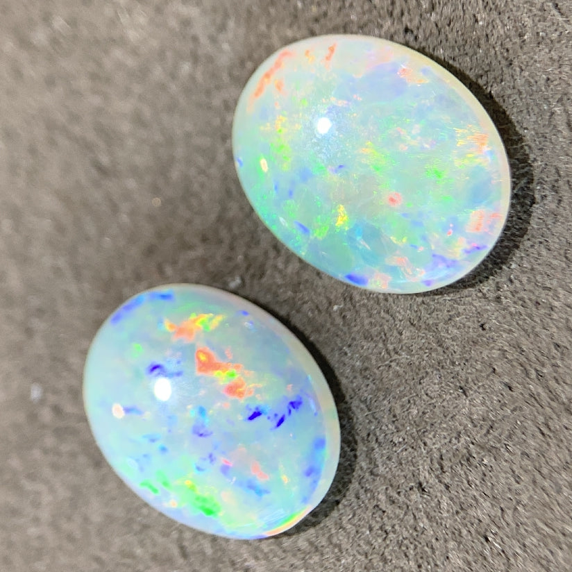 Pair of 3.3ct White Fire Opals - Masterpiece Jewellery Opal & Gems Sydney Australia | Online Shop