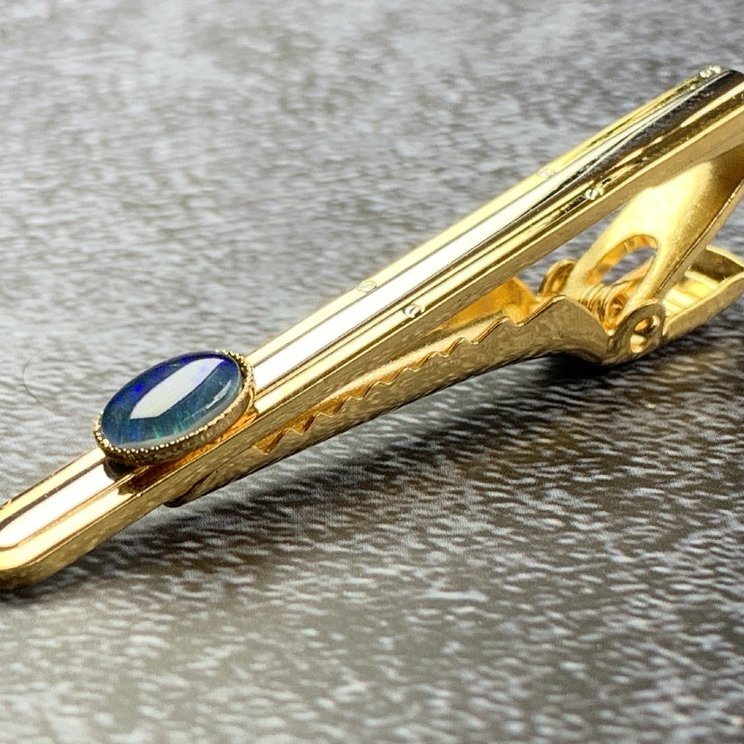 Gold Plated Tie Bar with Opal - Masterpiece Jewellery Opal & Gems Sydney Australia | Online Shop