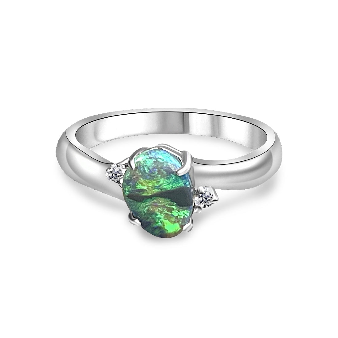 Sterling Silver Black Opal 7.8x5.7mm - Masterpiece Jewellery Opal & Gems Sydney Australia | Online Shop