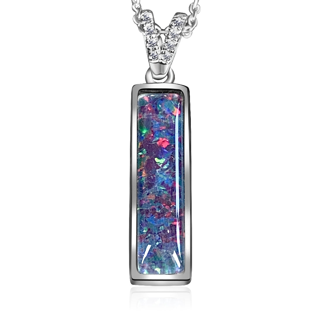 Sterling Silver Opal triplet 20x5mm rectangular pendant - Masterpiece Jewellery Opal & Gems Sydney Australia | Online Shop