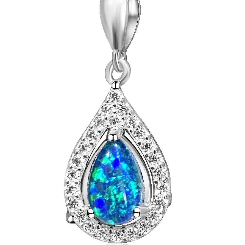 Sterling Silver pear shape Opal triplet pendant - Masterpiece Jewellery Opal & Gems Sydney Australia | Online Shop