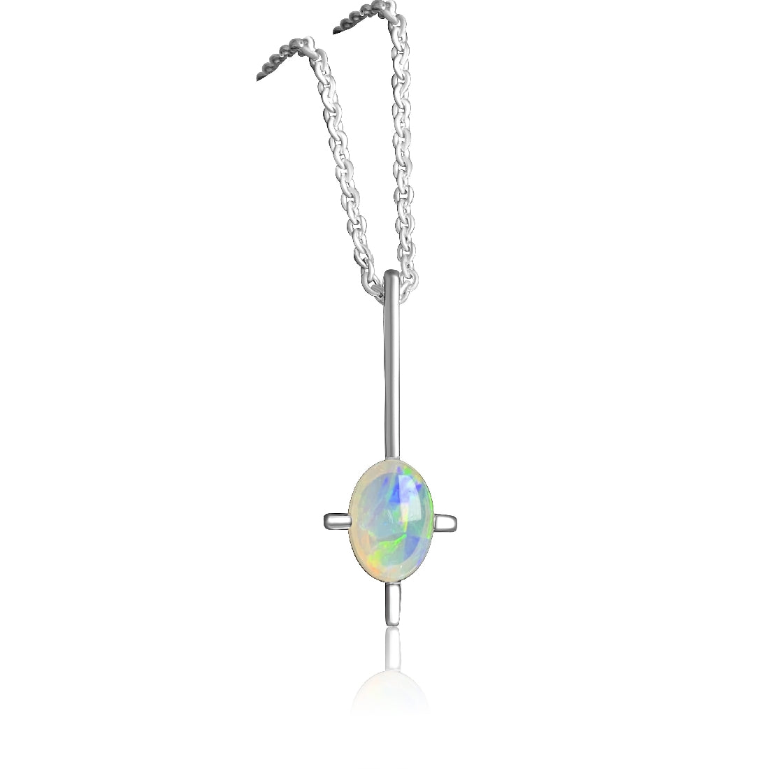 Silver drop pendant design 7x5mm White Opal - Masterpiece Jewellery Opal & Gems Sydney Australia | Online Shop