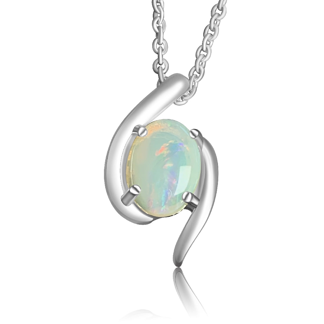 Sterling Silver swirl 8x6mm Crystal Opal pendant - Masterpiece Jewellery Opal & Gems Sydney Australia | Online Shop
