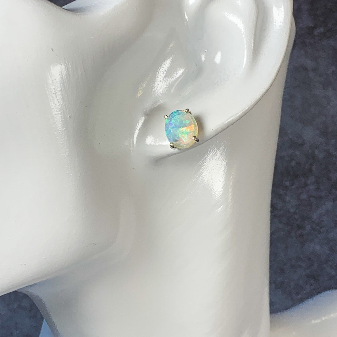 Sterling Silver Crystal Opal 10x8mm studs - Masterpiece Jewellery Opal & Gems Sydney Australia | Online Shop