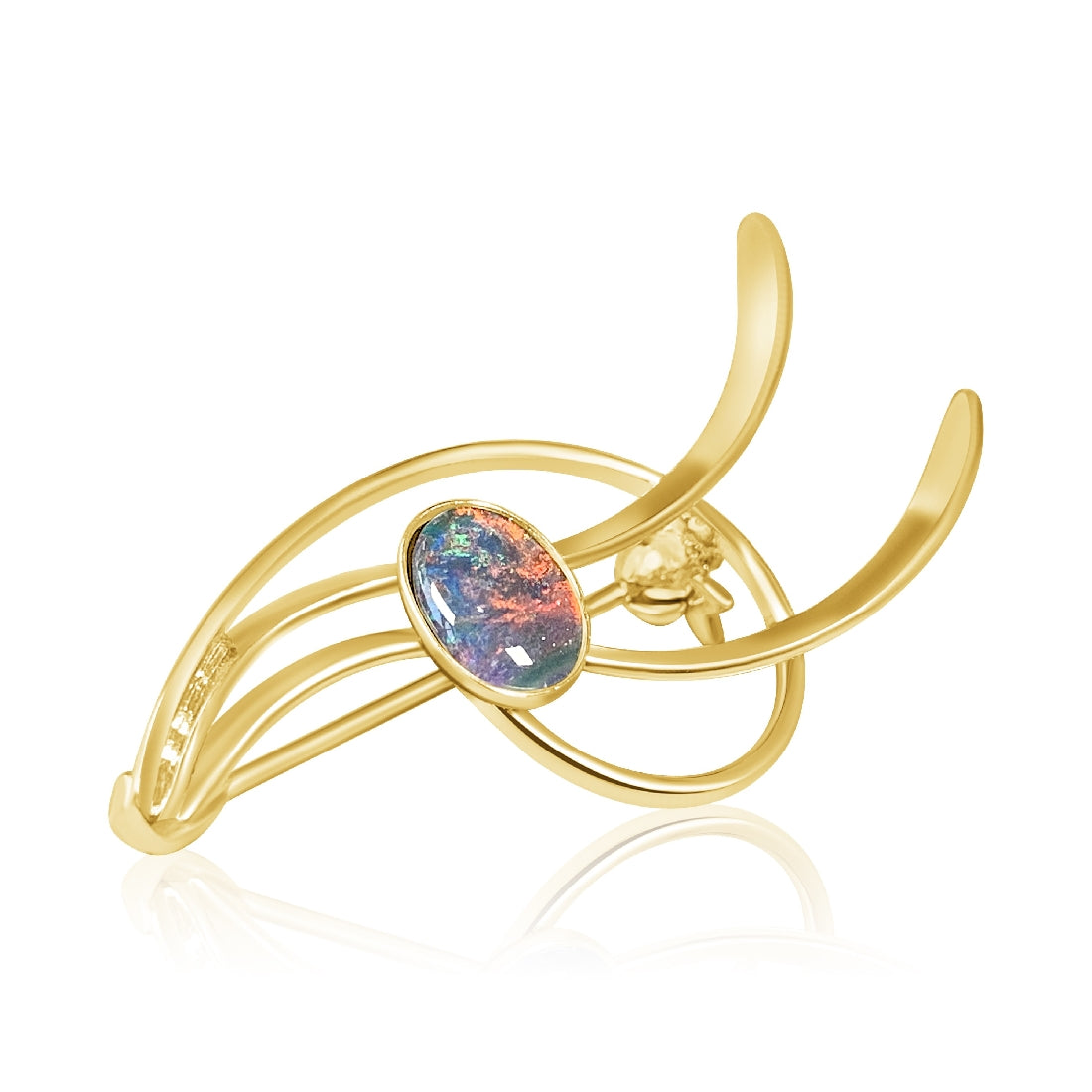 Gold plated Silver Brooch with Opal triplet - Masterpiece Jewellery Opal & Gems Sydney Australia | Online Shop