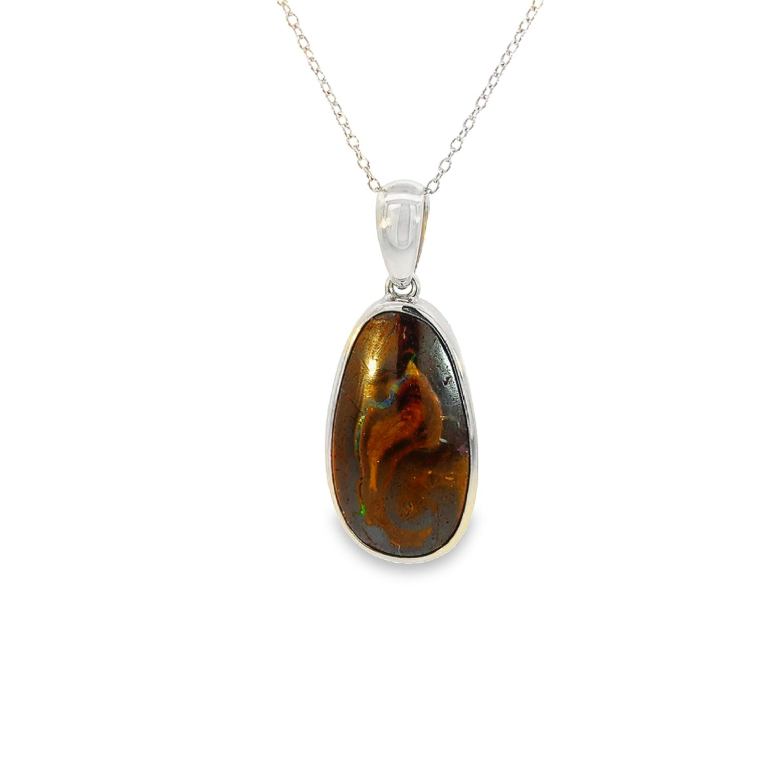 Sterling Silver Matrix Opal pendant 36x15mm - Masterpiece Jewellery Opal & Gems Sydney Australia | Online Shop