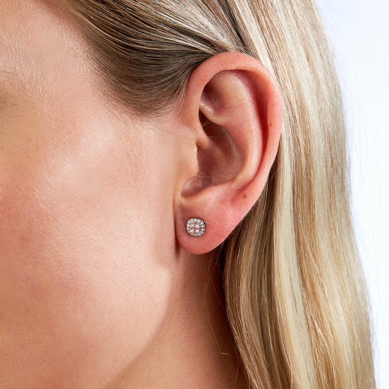 18kt White and Rose Gold cluster studs with pink diamonds - Masterpiece Jewellery Opal & Gems Sydney Australia | Online Shop