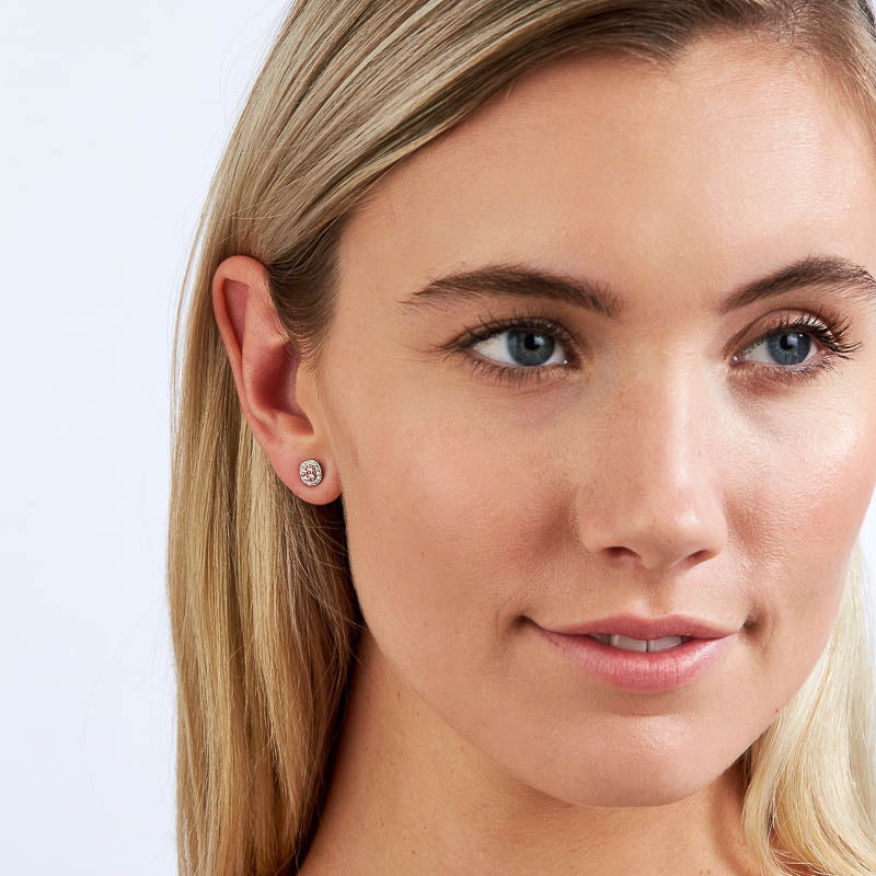 18kt White and Rose Gold cluster studs with pink diamonds - Masterpiece Jewellery Opal & Gems Sydney Australia | Online Shop