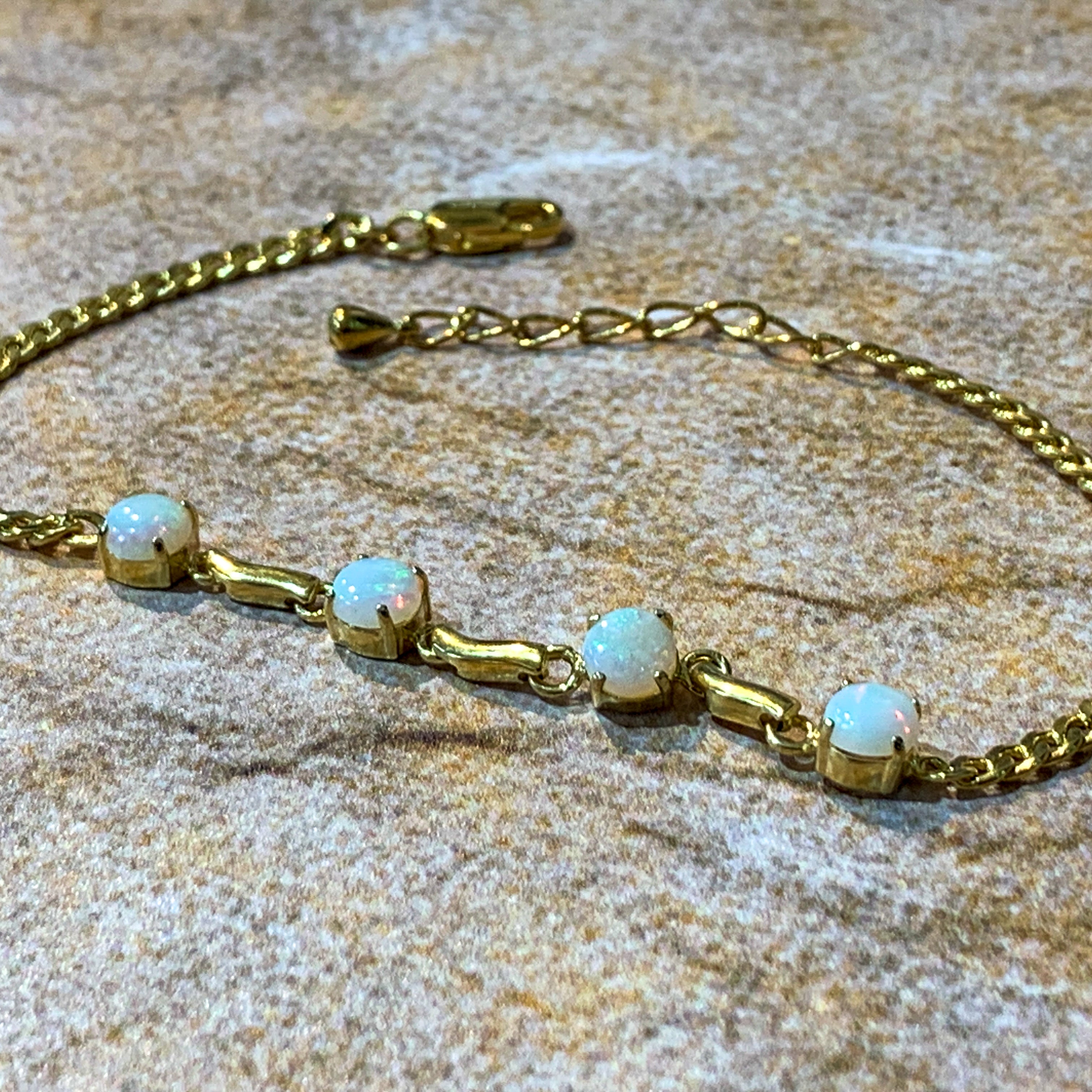 Gold plated Silver 5mm White Opal round bracelet - Masterpiece Jewellery Opal & Gems Sydney Australia | Online Shop