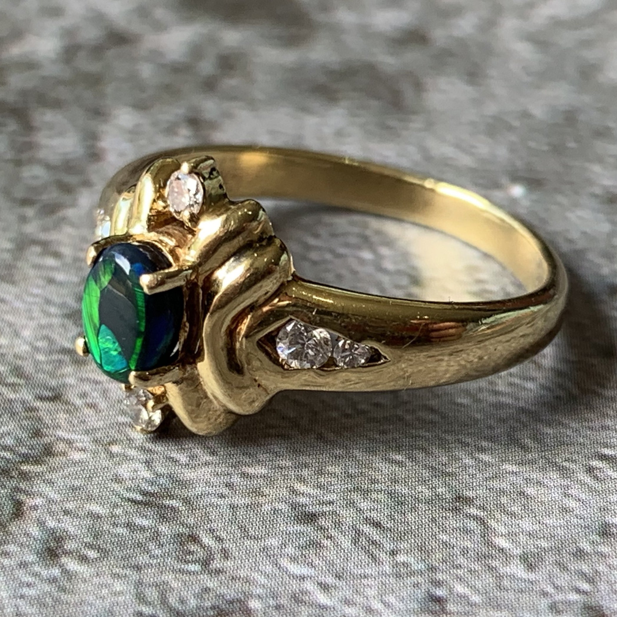 18kt Yellow Gold Black Opal and Diamond ring - Masterpiece Jewellery Opal & Gems Sydney Australia | Online Shop