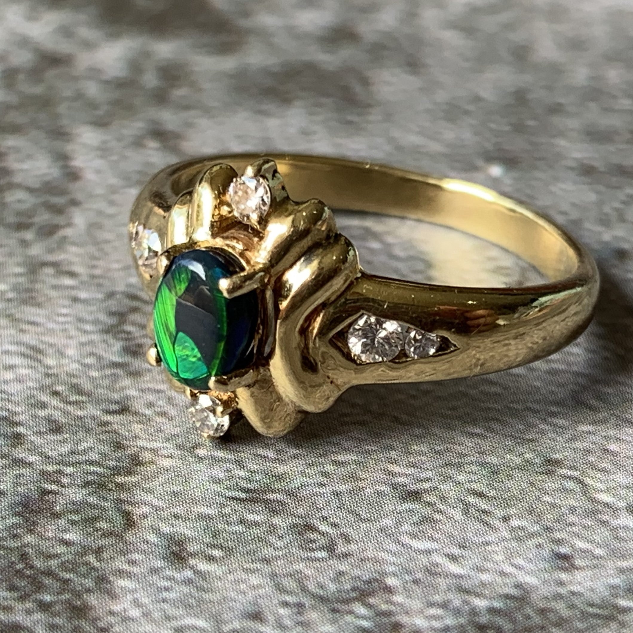 18kt Yellow Gold Black Opal and Diamond ring - Masterpiece Jewellery Opal & Gems Sydney Australia | Online Shop