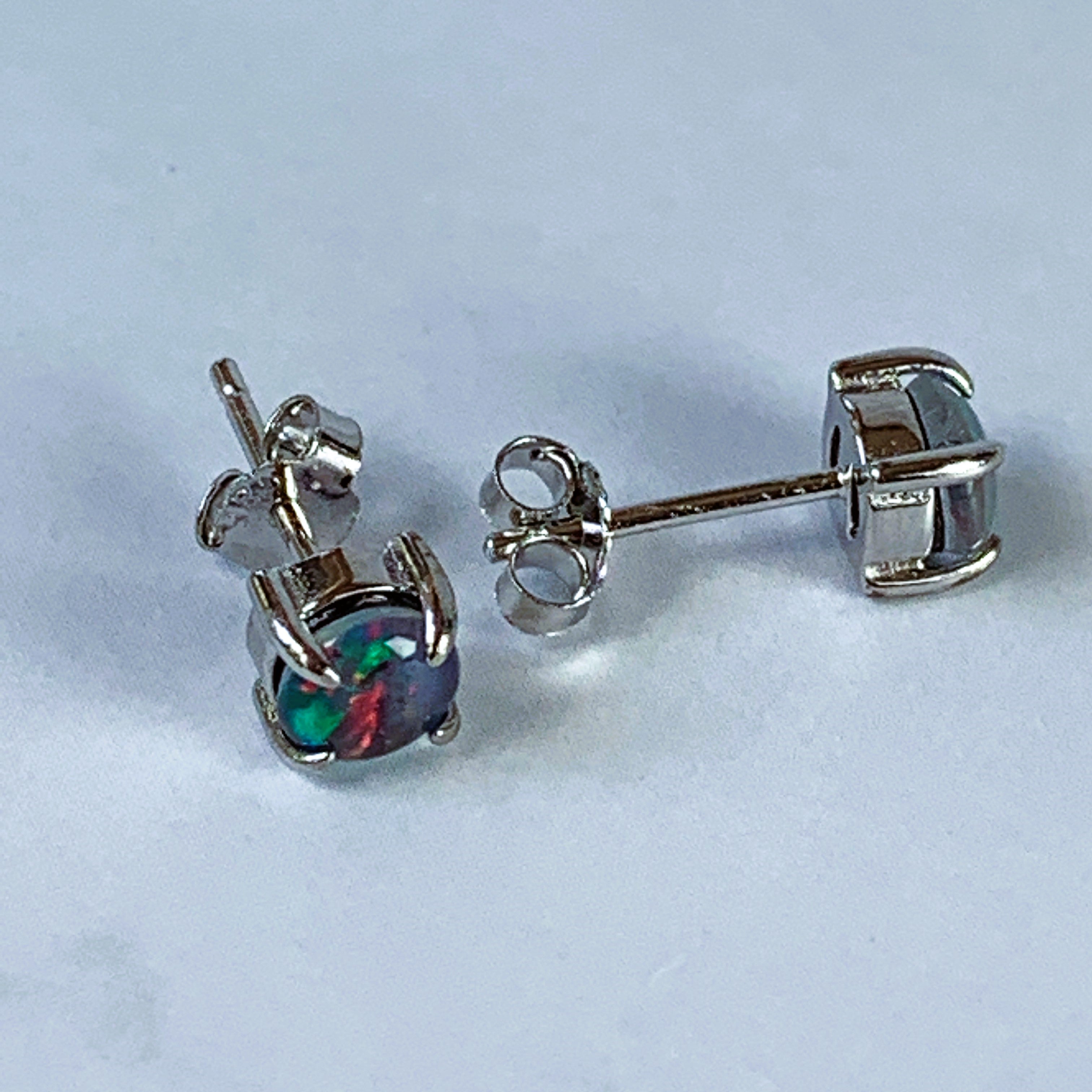 Sterling Silver 4mm Opal triplet studs - Masterpiece Jewellery Opal & Gems Sydney Australia | Online Shop