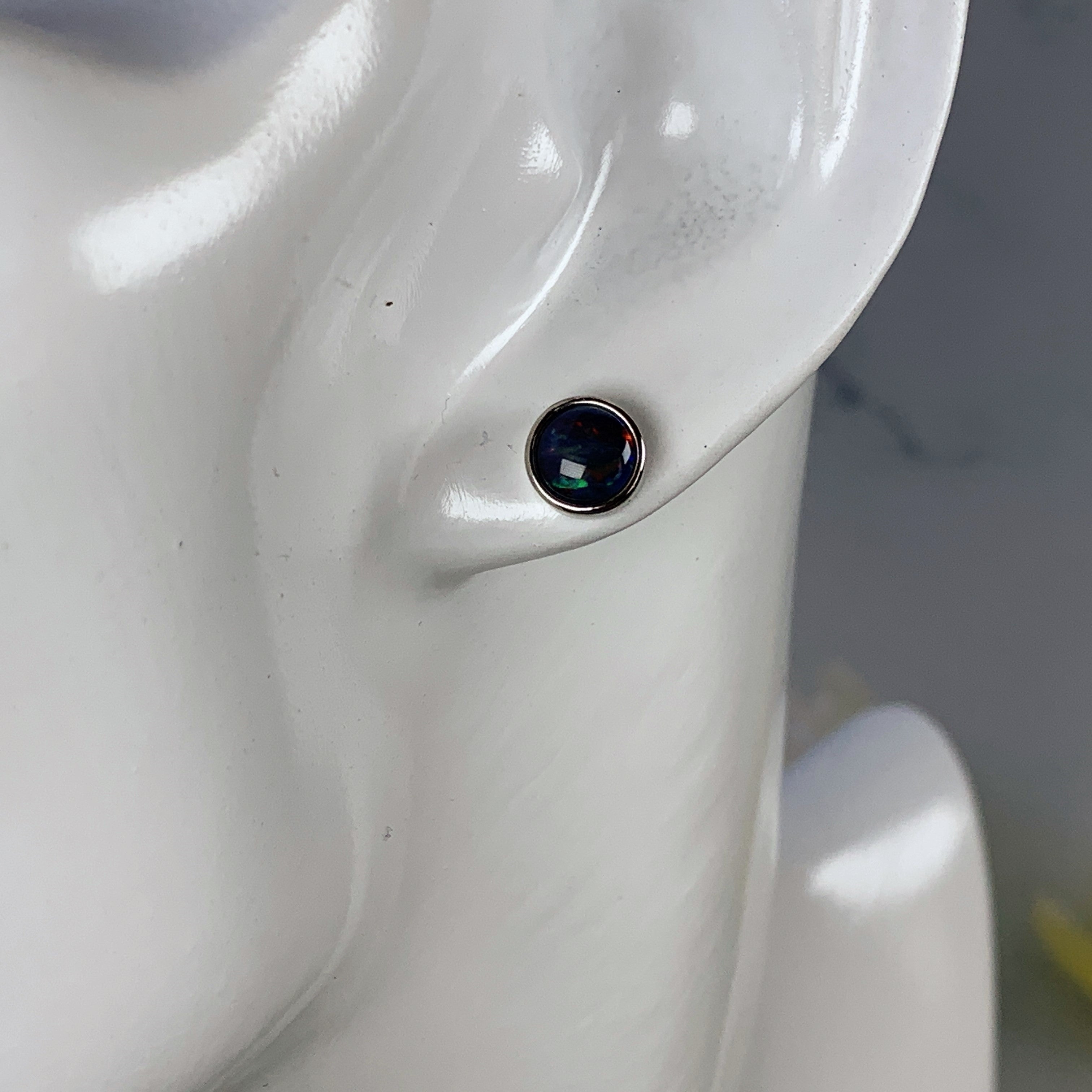 Sterling Silver 6mm Opal triplet bezel studs - Masterpiece Jewellery Opal & Gems Sydney Australia | Online Shop