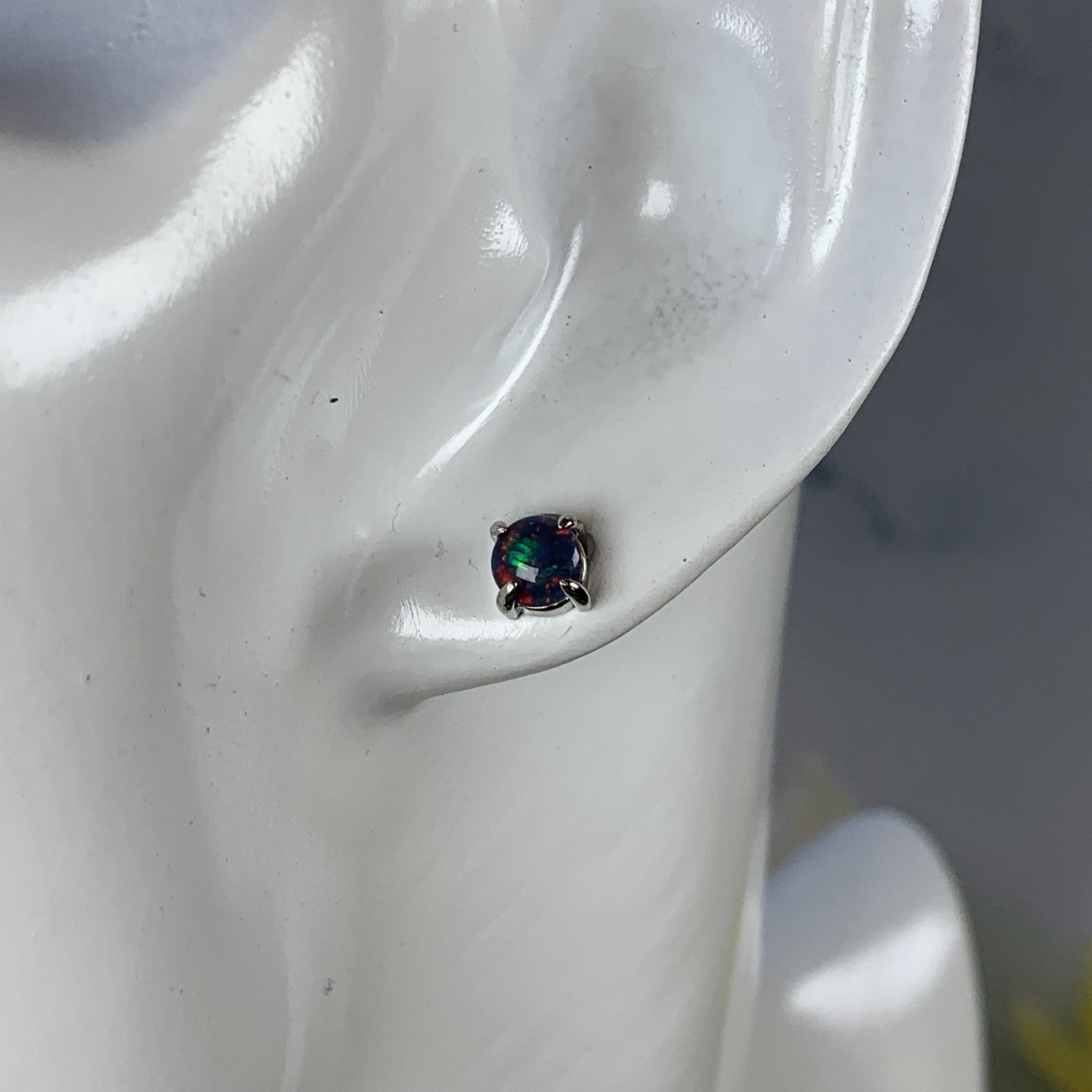 Sterling Silver 4mm Opal triplet studs - Masterpiece Jewellery Opal & Gems Sydney Australia | Online Shop