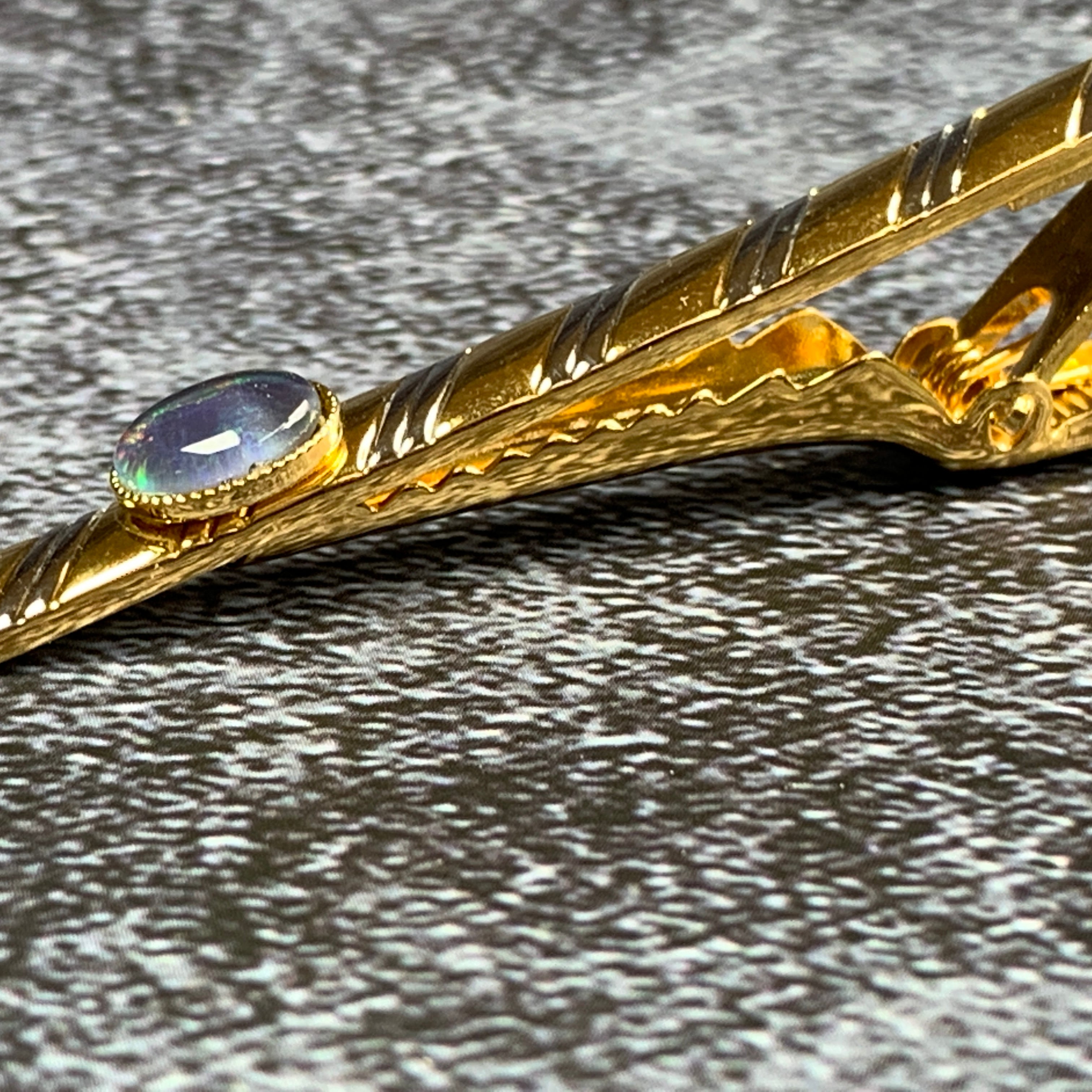 Gold Plated Tie Bar with Opal - Masterpiece Jewellery Opal & Gems Sydney Australia | Online Shop