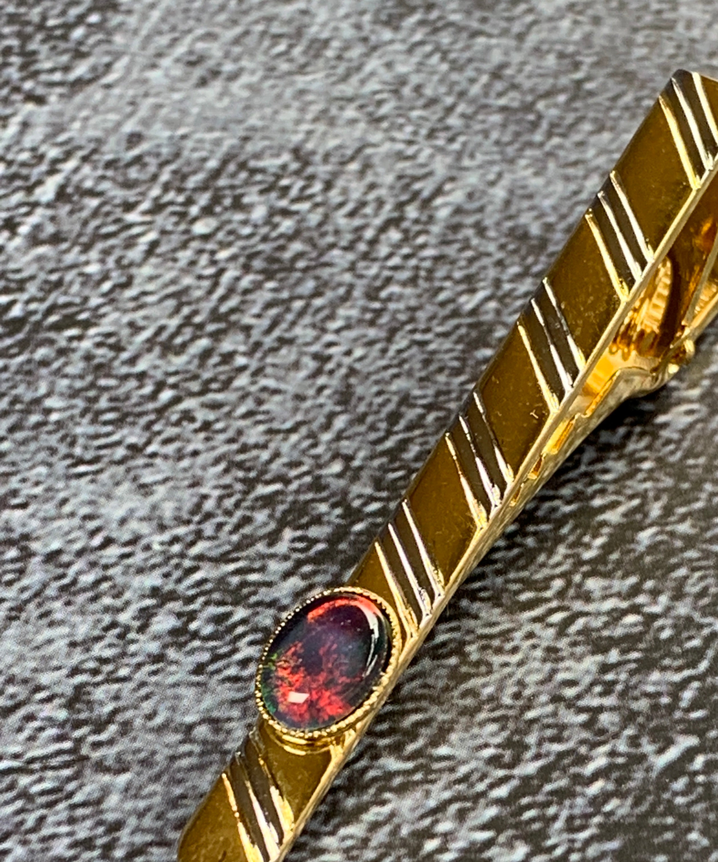 Gold Plated Tie Bar with Opal - Masterpiece Jewellery Opal & Gems Sydney Australia | Online Shop
