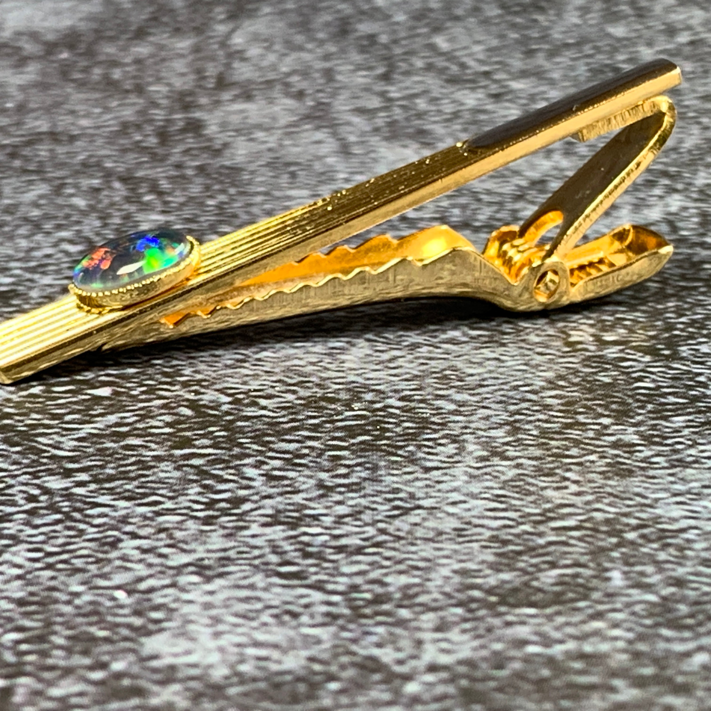 Gold Plated Tie Bar with Opal - Masterpiece Jewellery Opal & Gems Sydney Australia | Online Shop