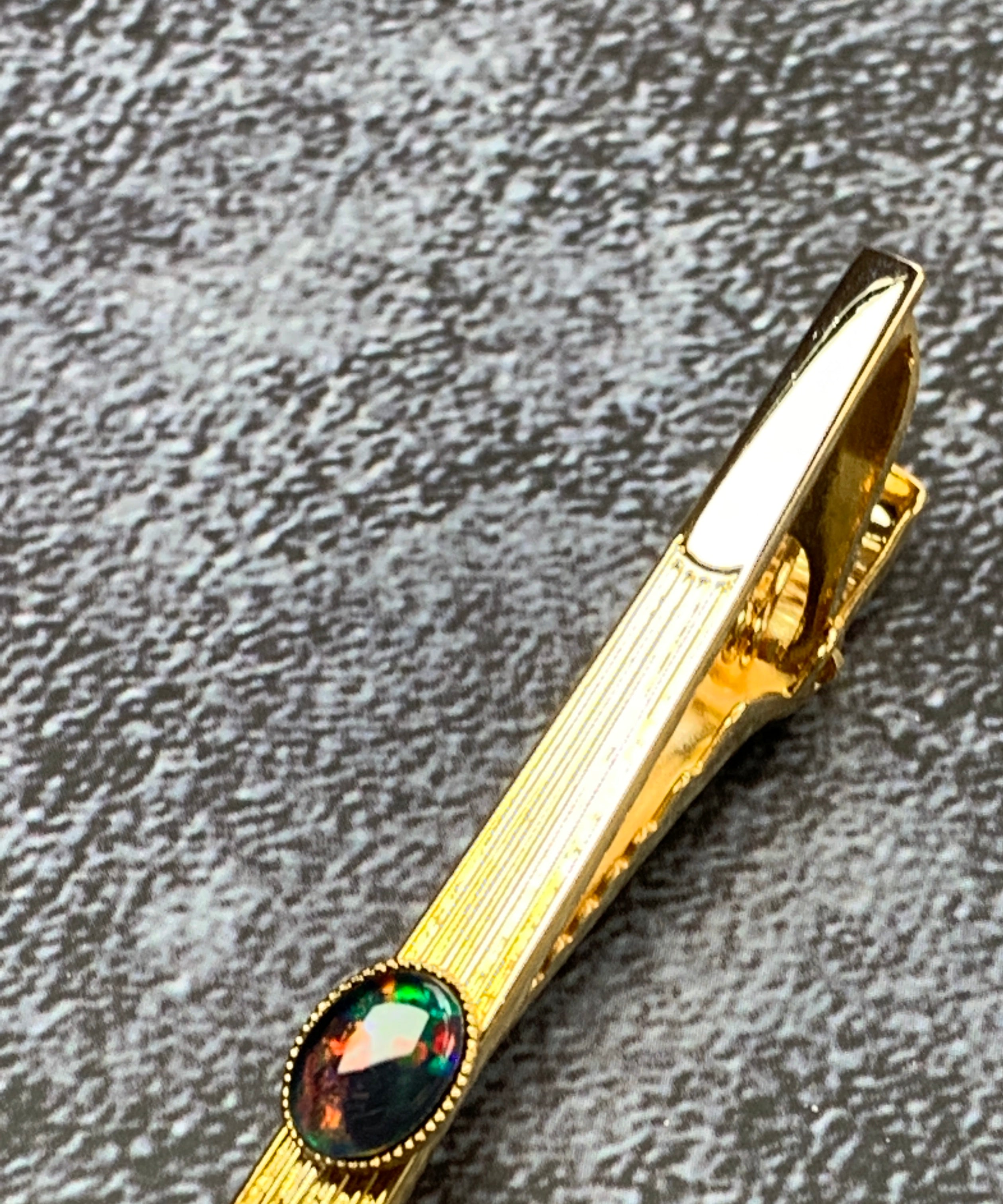 Gold Plated Tie Bar with Opal - Masterpiece Jewellery Opal & Gems Sydney Australia | Online Shop
