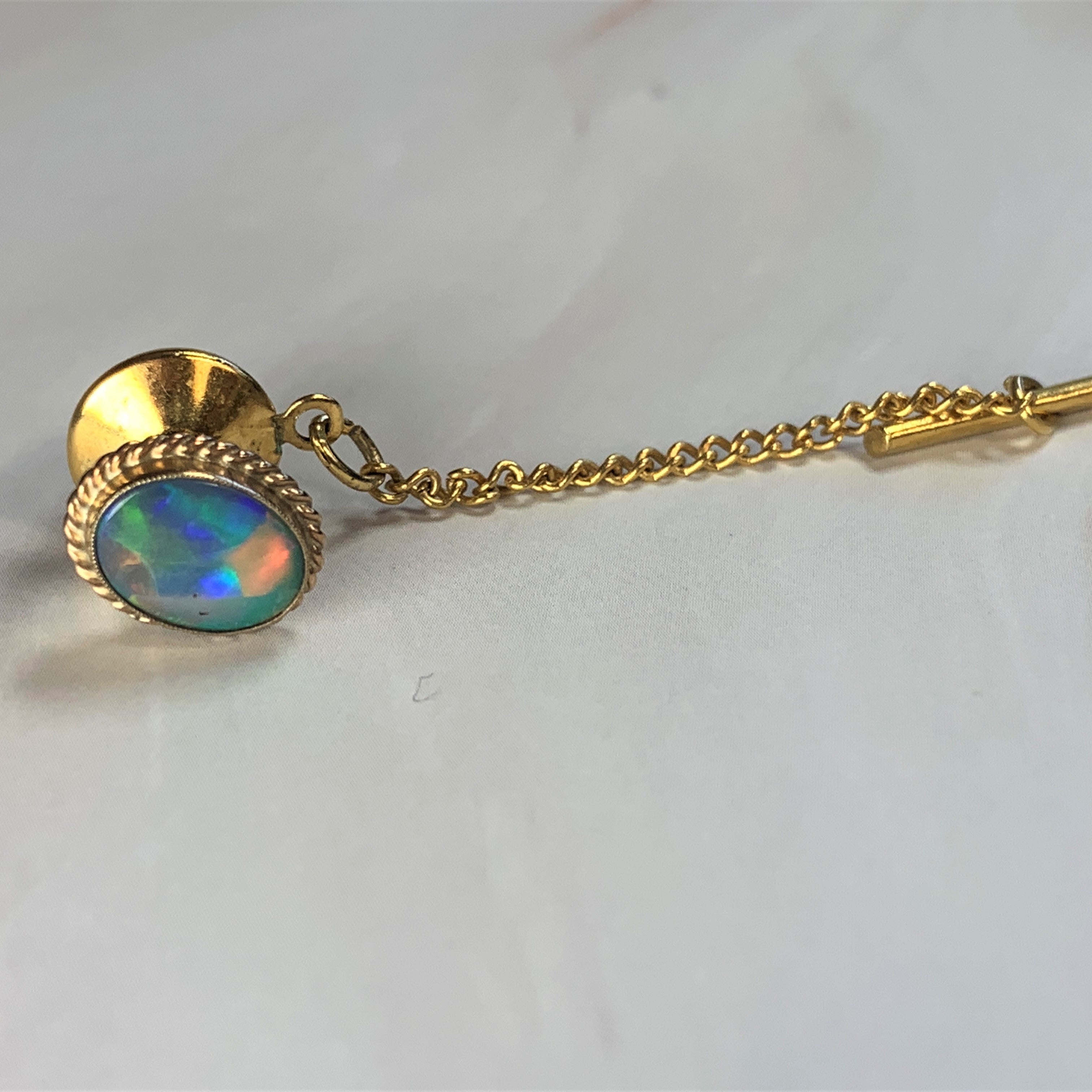 18kt Yellow Gold Opal doublet tie tac pin - Masterpiece Jewellery Opal & Gems Sydney Australia | Online Shop