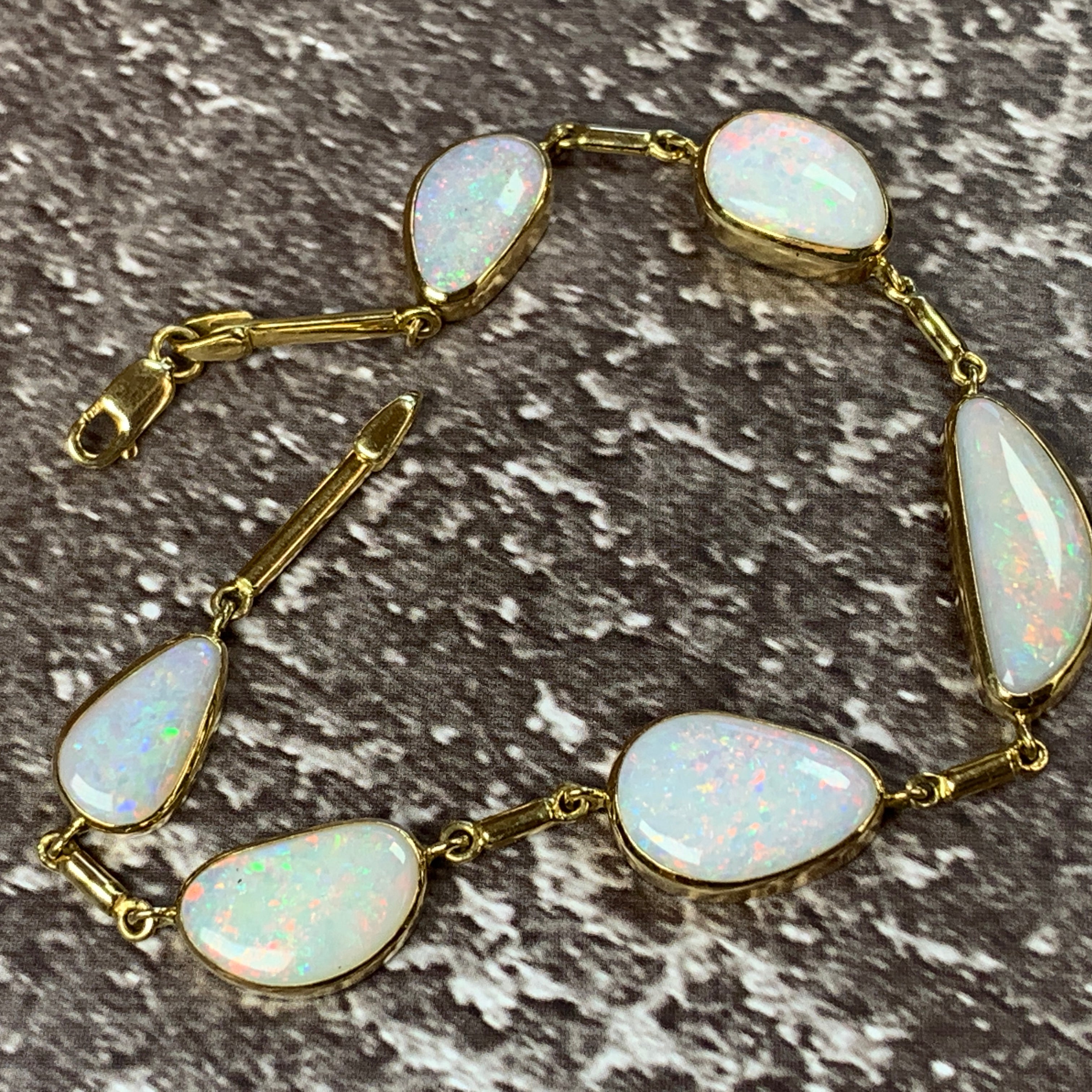 18kt Yellow Gold White Opal freeform 12.5ct bracelet - Masterpiece Jewellery Opal & Gems Sydney Australia | Online Shop