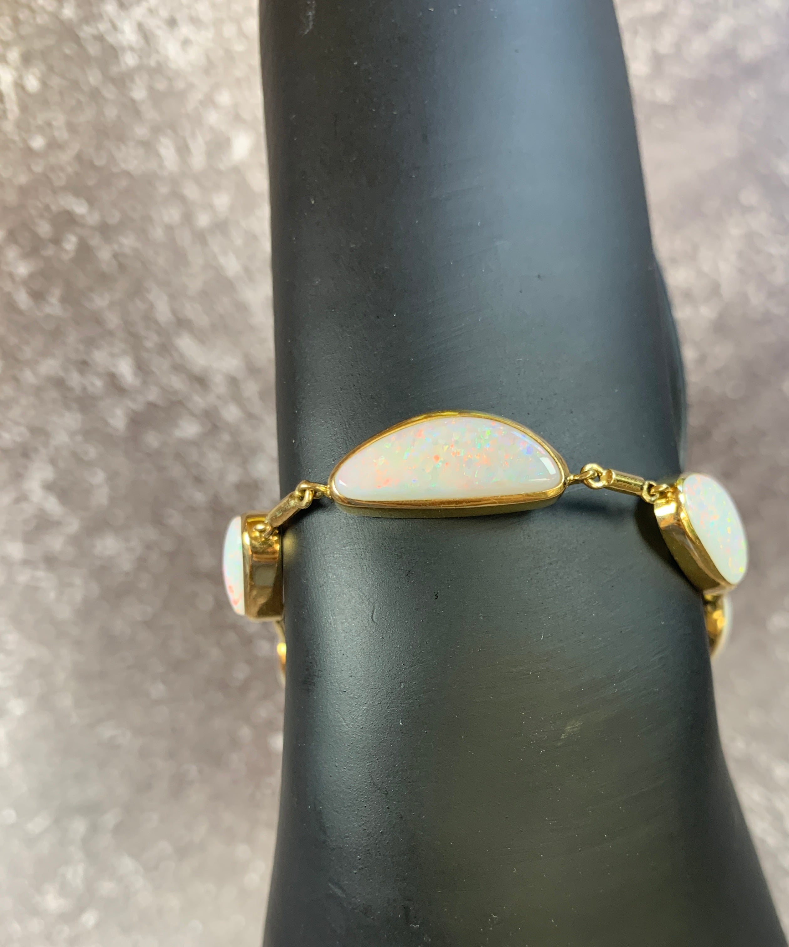 18kt Yellow Gold White Opal freeform 12.5ct bracelet - Masterpiece Jewellery Opal & Gems Sydney Australia | Online Shop