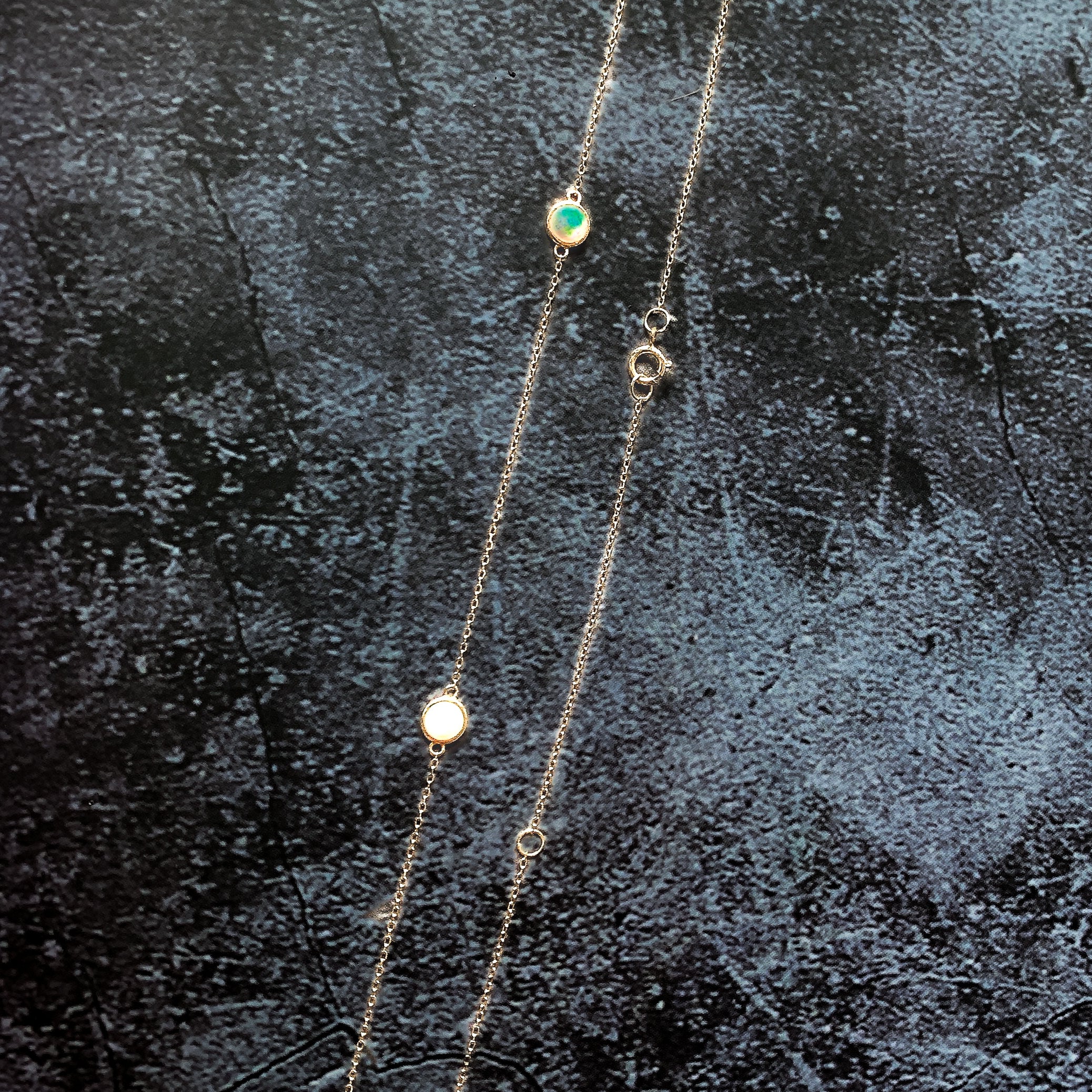 9kt Yellow Gold necklace white Opal spacer - Masterpiece Jewellery Opal & Gems Sydney Australia | Online Shop