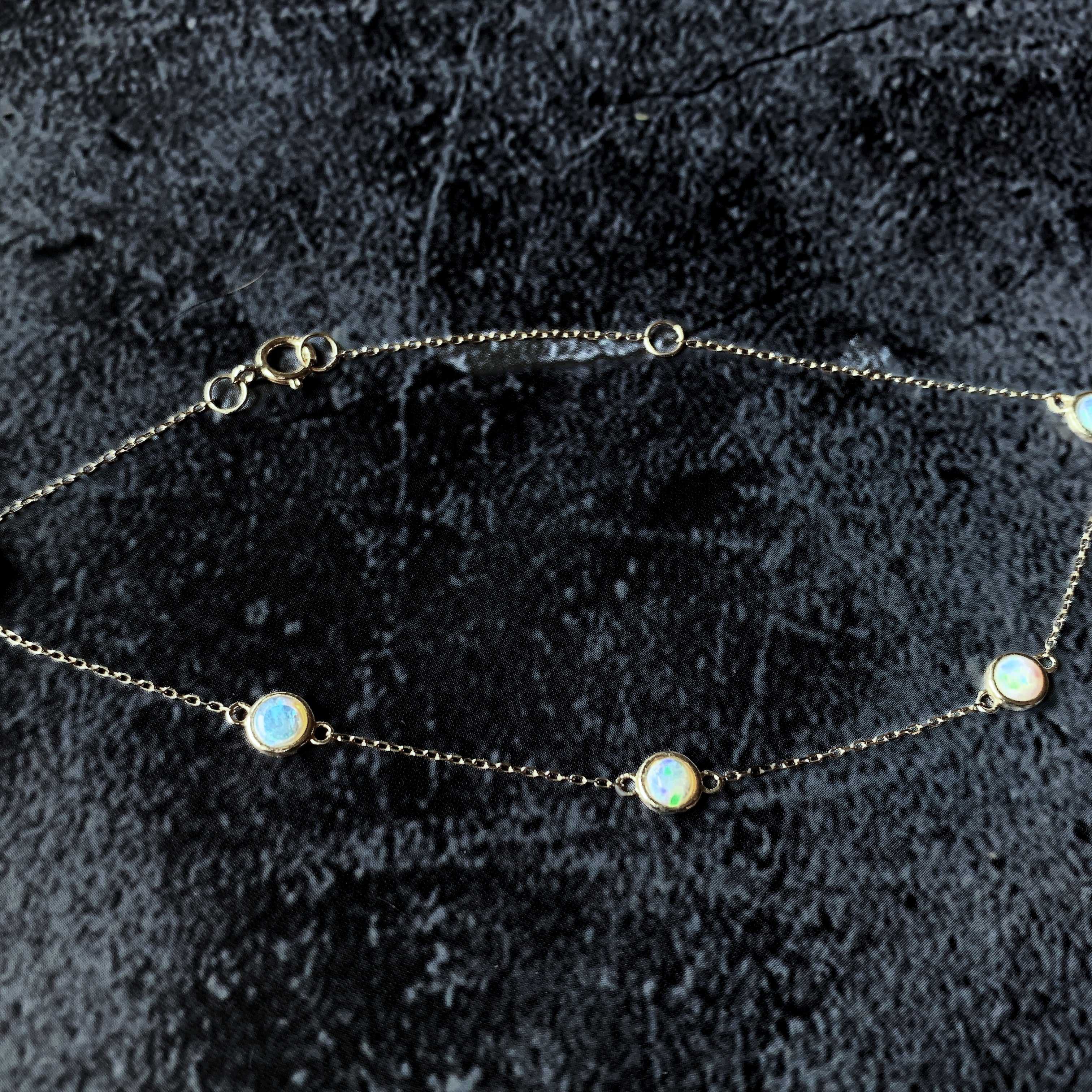 9kt White Gold bracelet 3mm Opal spaced dainty - Masterpiece Jewellery Opal & Gems Sydney Australia | Online Shop