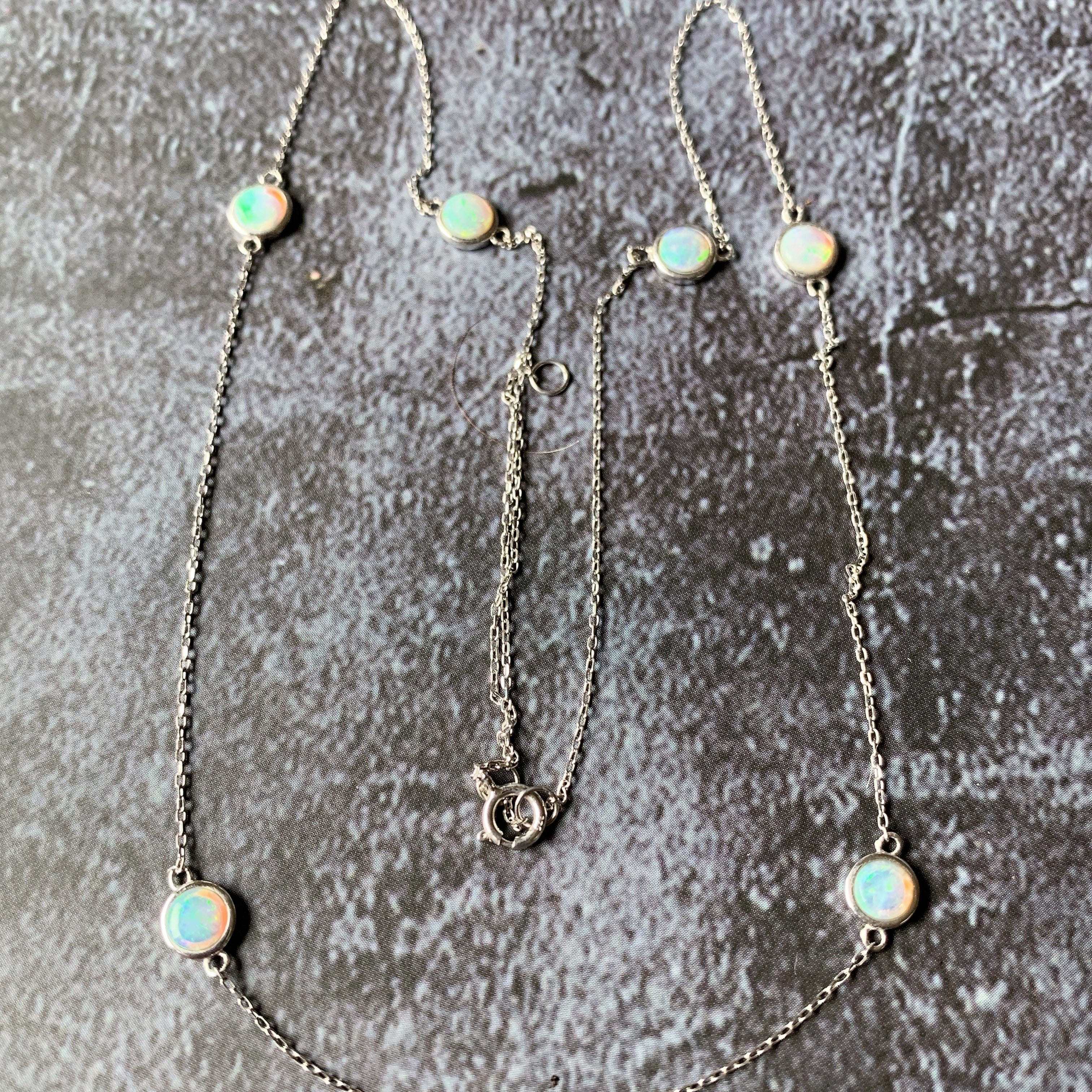 9kt White Gold spacer White Opal necklace - Masterpiece Jewellery Opal & Gems Sydney Australia | Online Shop