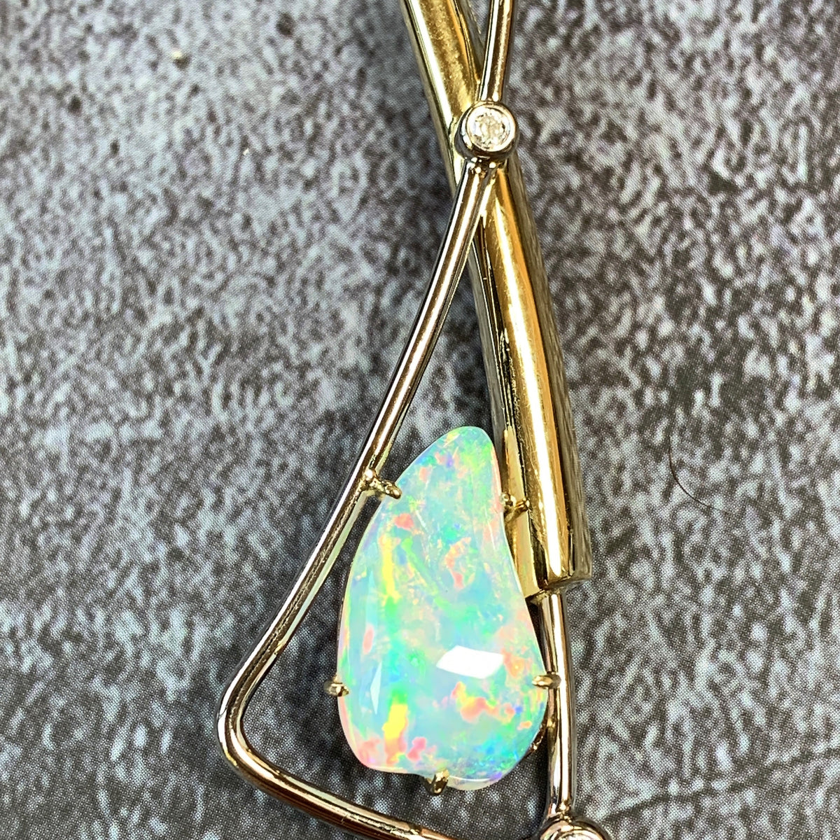 18kt Yellow and White Gold Crystal Opal 4.9ct and 0.2ct Diamonds - Masterpiece Jewellery Opal & Gems Sydney Australia | Online Shop
