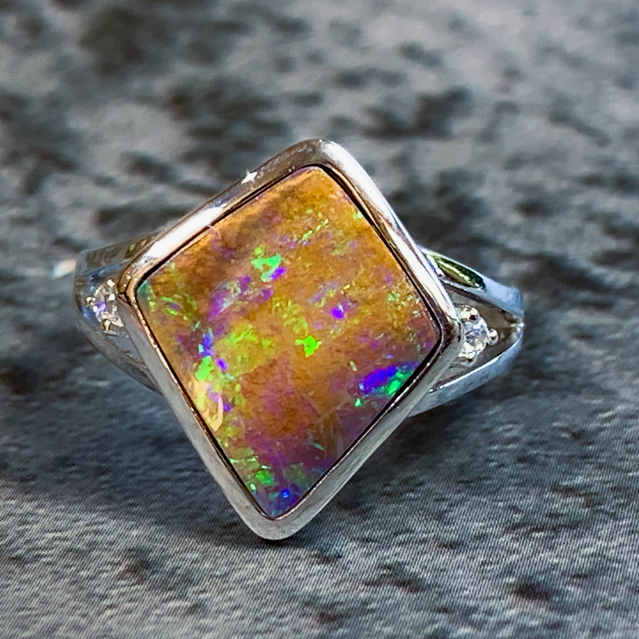 Sterling Silver Boulder Opal 3.22ct ring - Masterpiece Jewellery Opal & Gems Sydney Australia | Online Shop