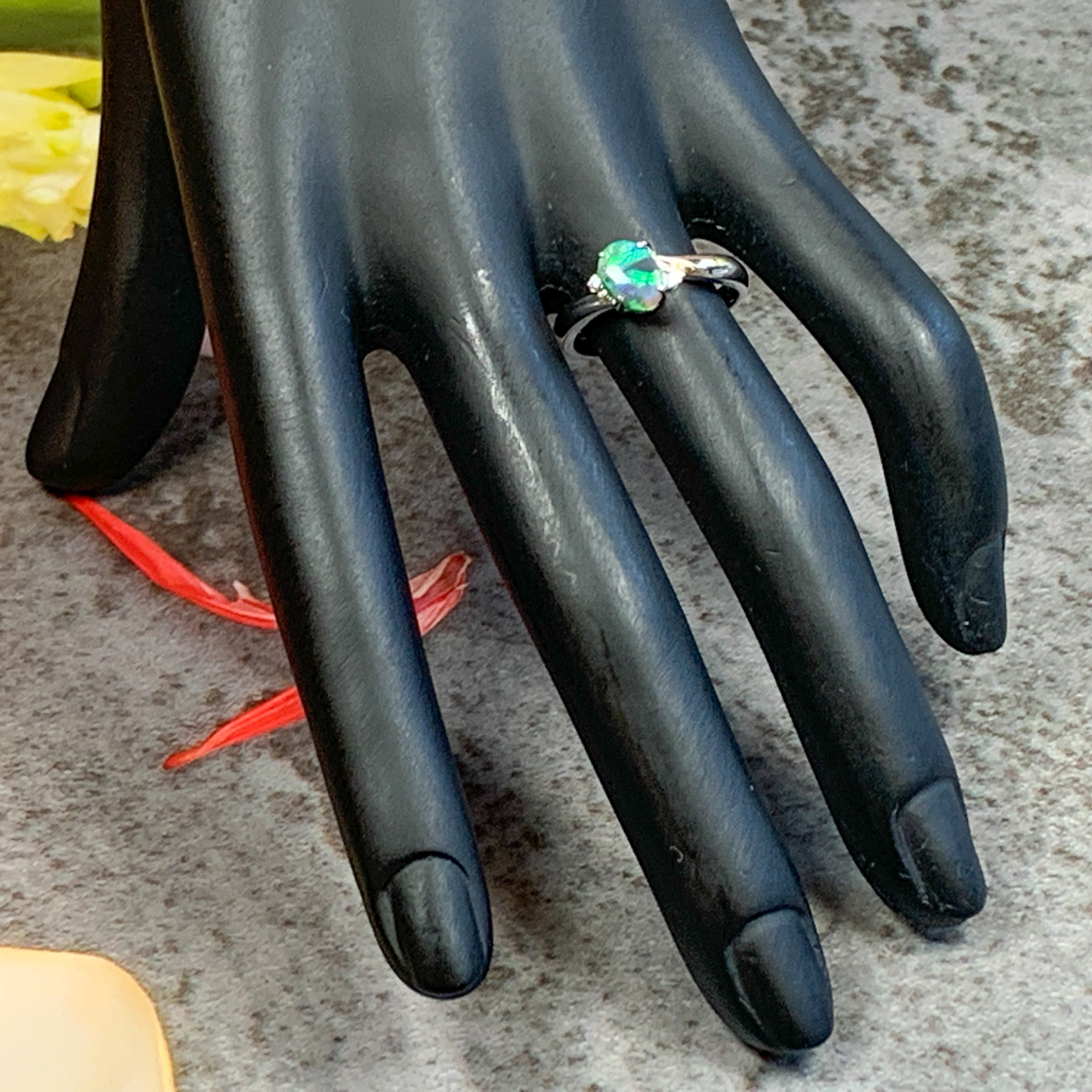 Sterling Silver Black Opal 7.8x5.7mm - Masterpiece Jewellery Opal & Gems Sydney Australia | Online Shop