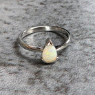 Sterling Silver Opal classic 7x5mm teardrop shape ring - Masterpiece Jewellery Opal & Gems Sydney Australia | Online Shop