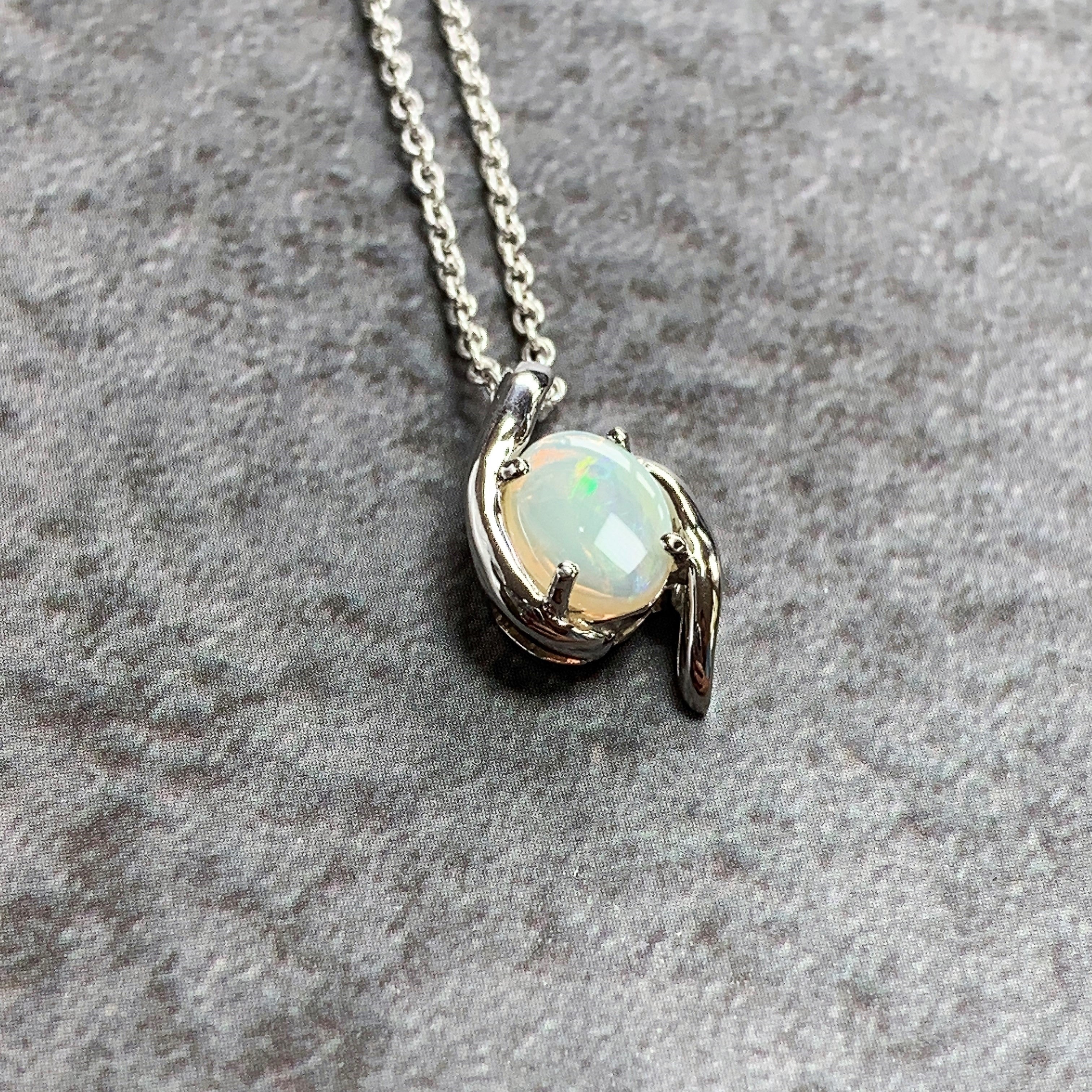 Sterling Silver swirl 8x6mm Crystal Opal pendant - Masterpiece Jewellery Opal & Gems Sydney Australia | Online Shop