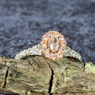 Platinum and 18kt Rose Gold cluster halo design ring with Pink and White Diamonds - Masterpiece Jewellery Opal & Gems Sydney Australia | Online Shop